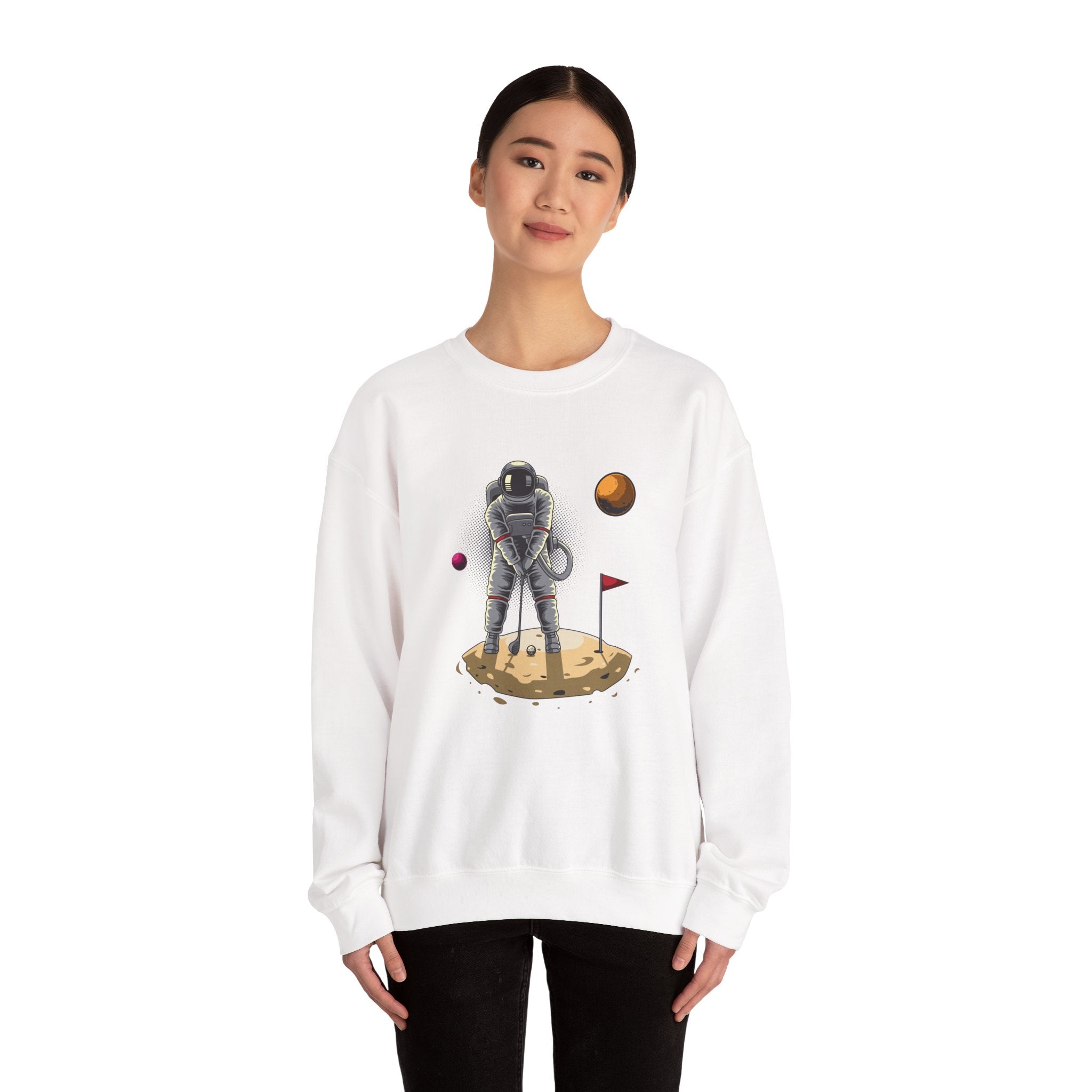 Golf Astronaut Unisex Heavy Blend Crewneck Sweatshirt for Ultimate Comfort