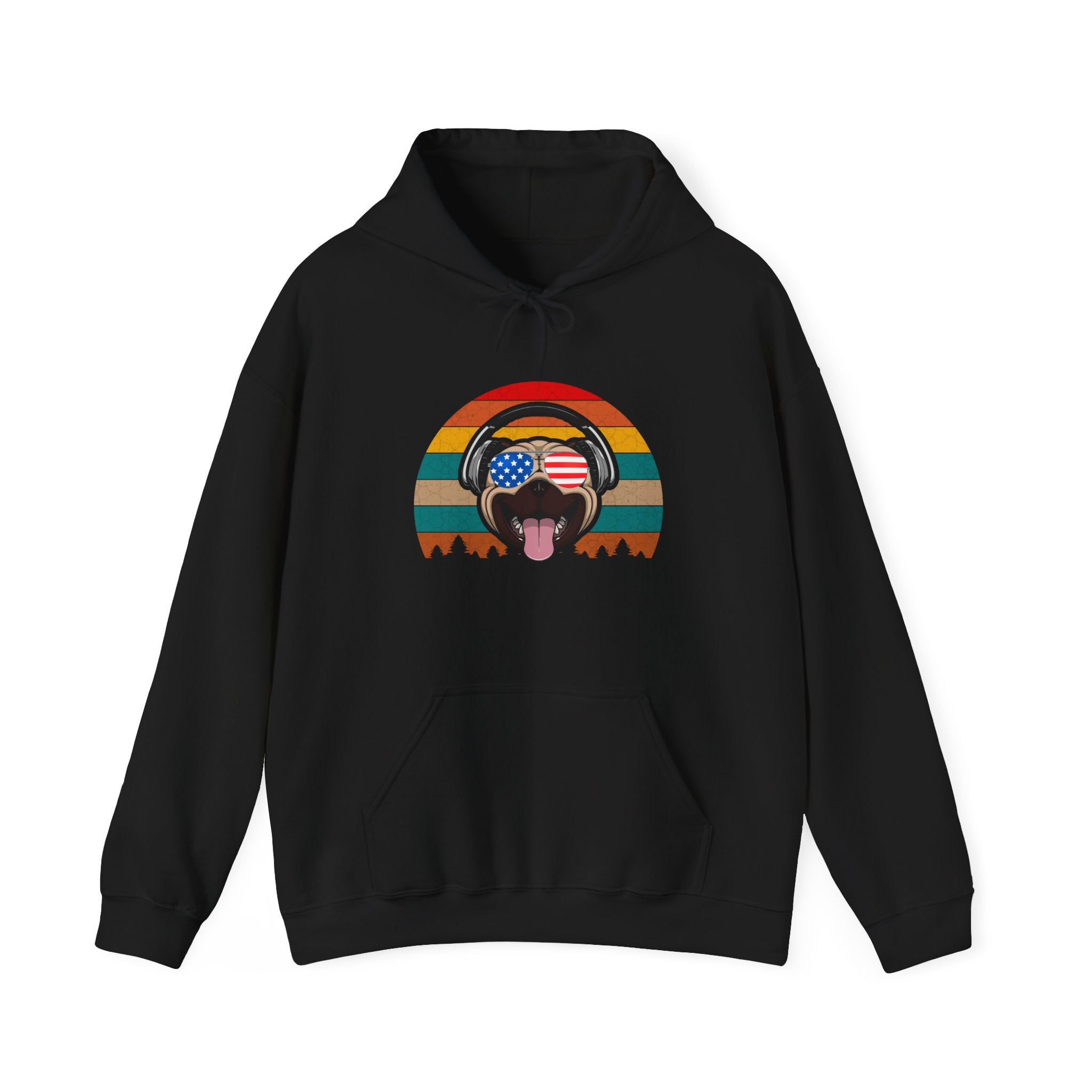 Happy American Pug Unisex Heavy Blend Hooded Sweatshirt for Cozy Comfort
