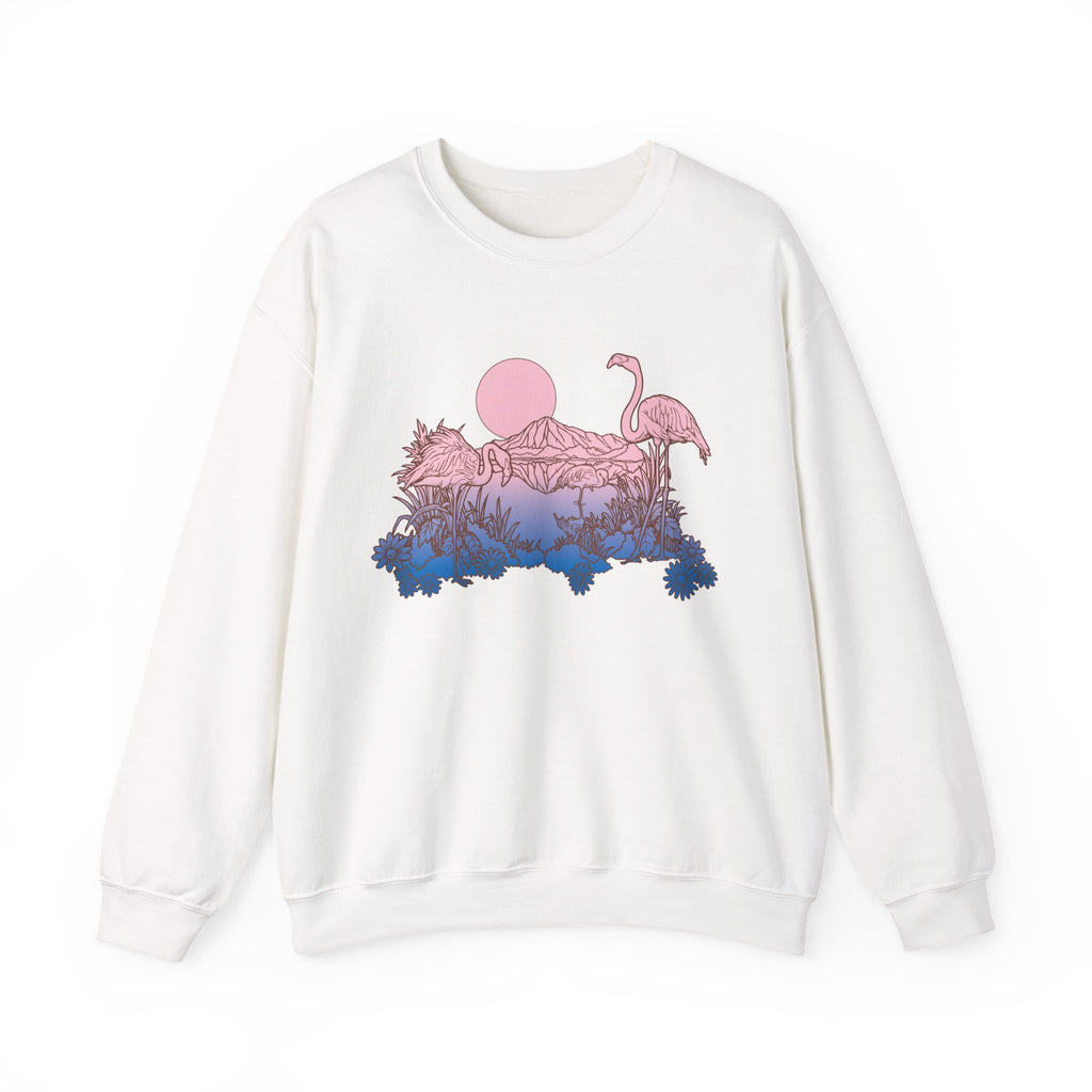 Flamingos In Sunset Unisex Heavy Blend Crewneck Sweatshirt