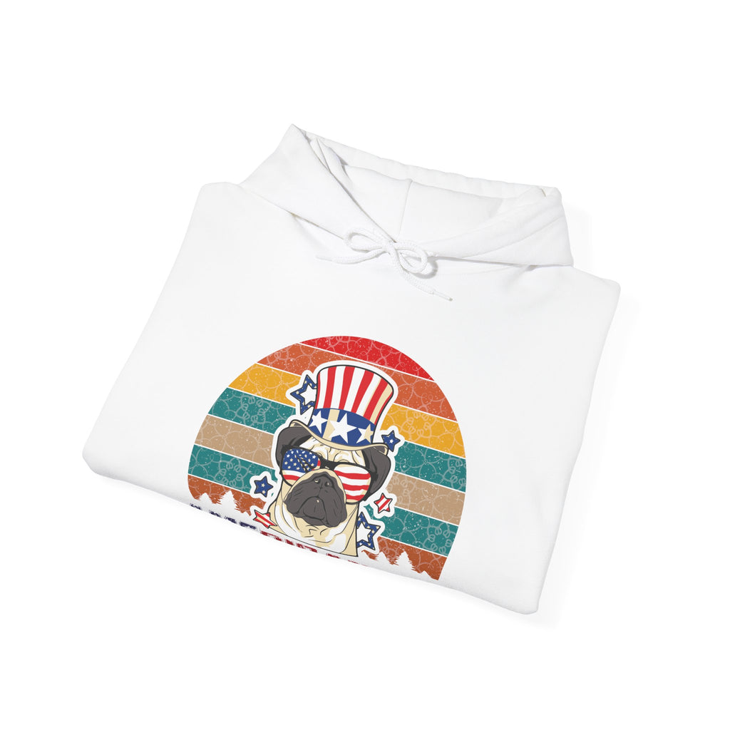 American White Pug Dog Unisex Heavy Blend Hooded Sweatshirt