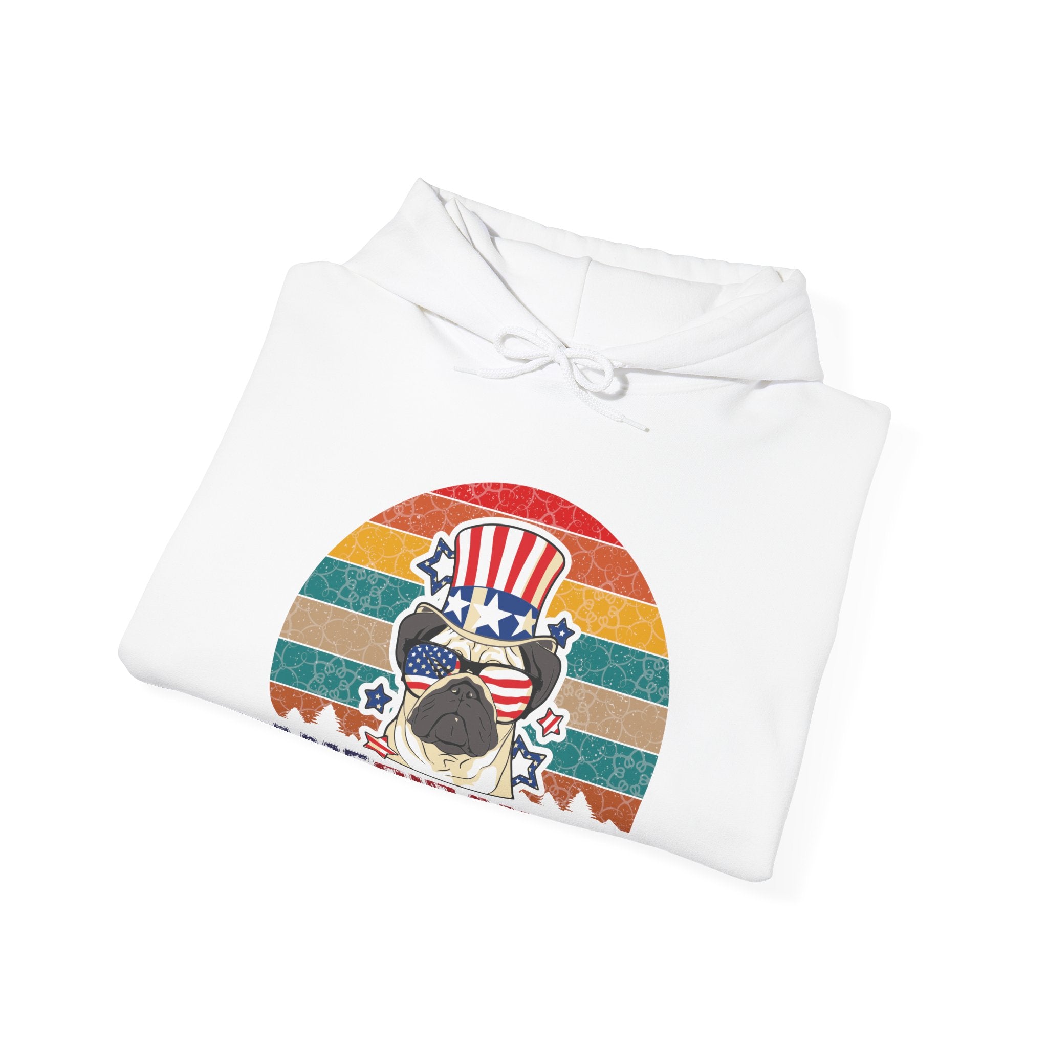 American White Pug Dog Unisex Heavy Blend Hooded Sweatshirt