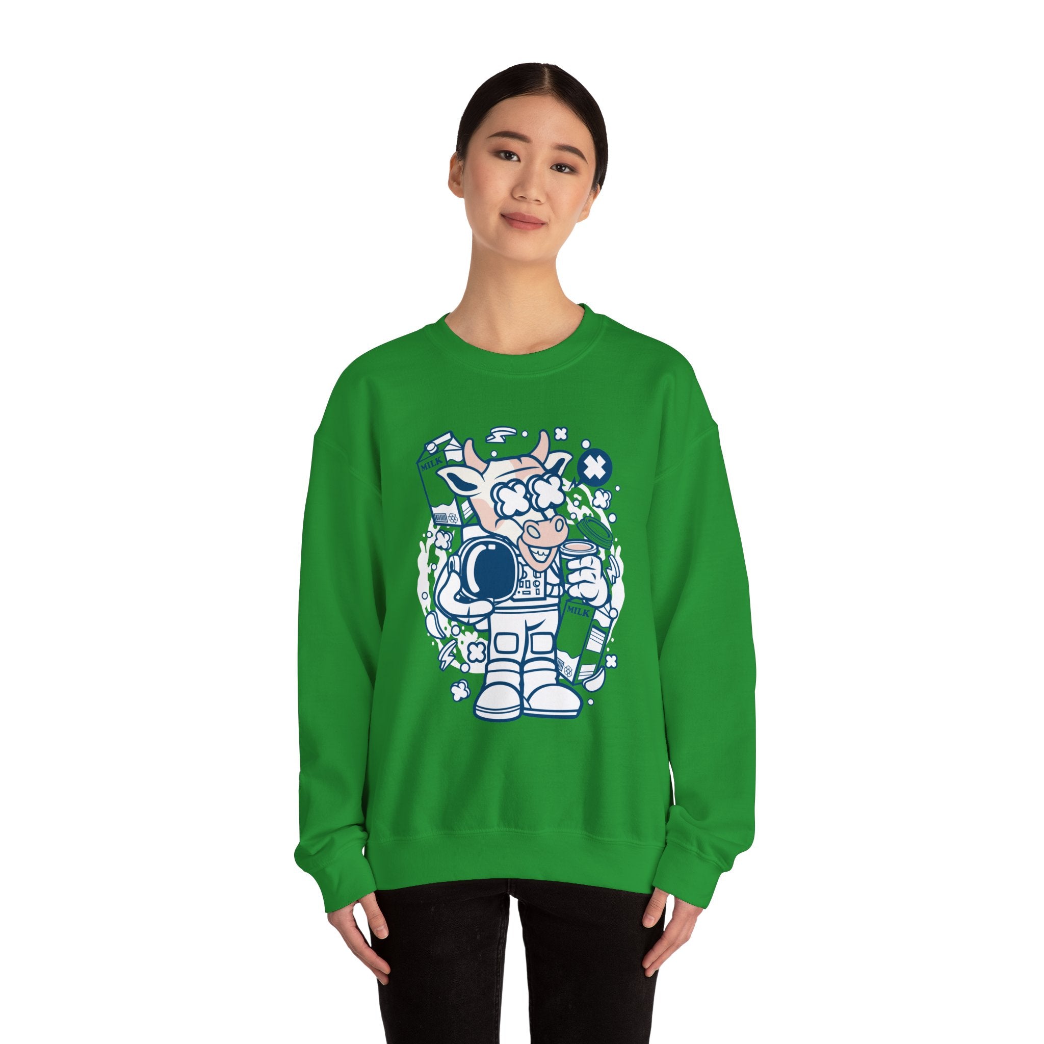 Cow Astronaut Unisex Heavy Blend Crewneck Sweatshirt for Ultimate Comfort
