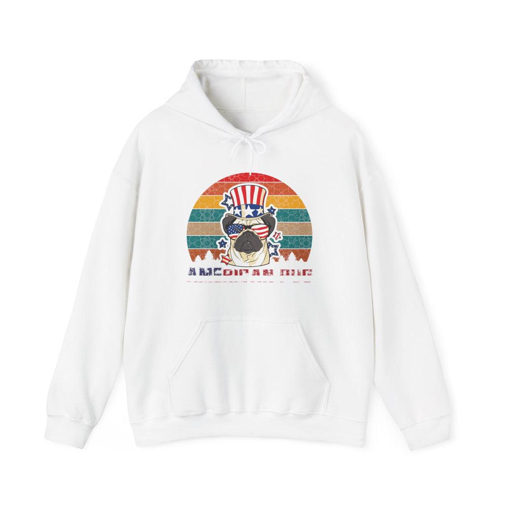 American White Pug Dog Unisex Heavy Blend Hooded Sweatshirt