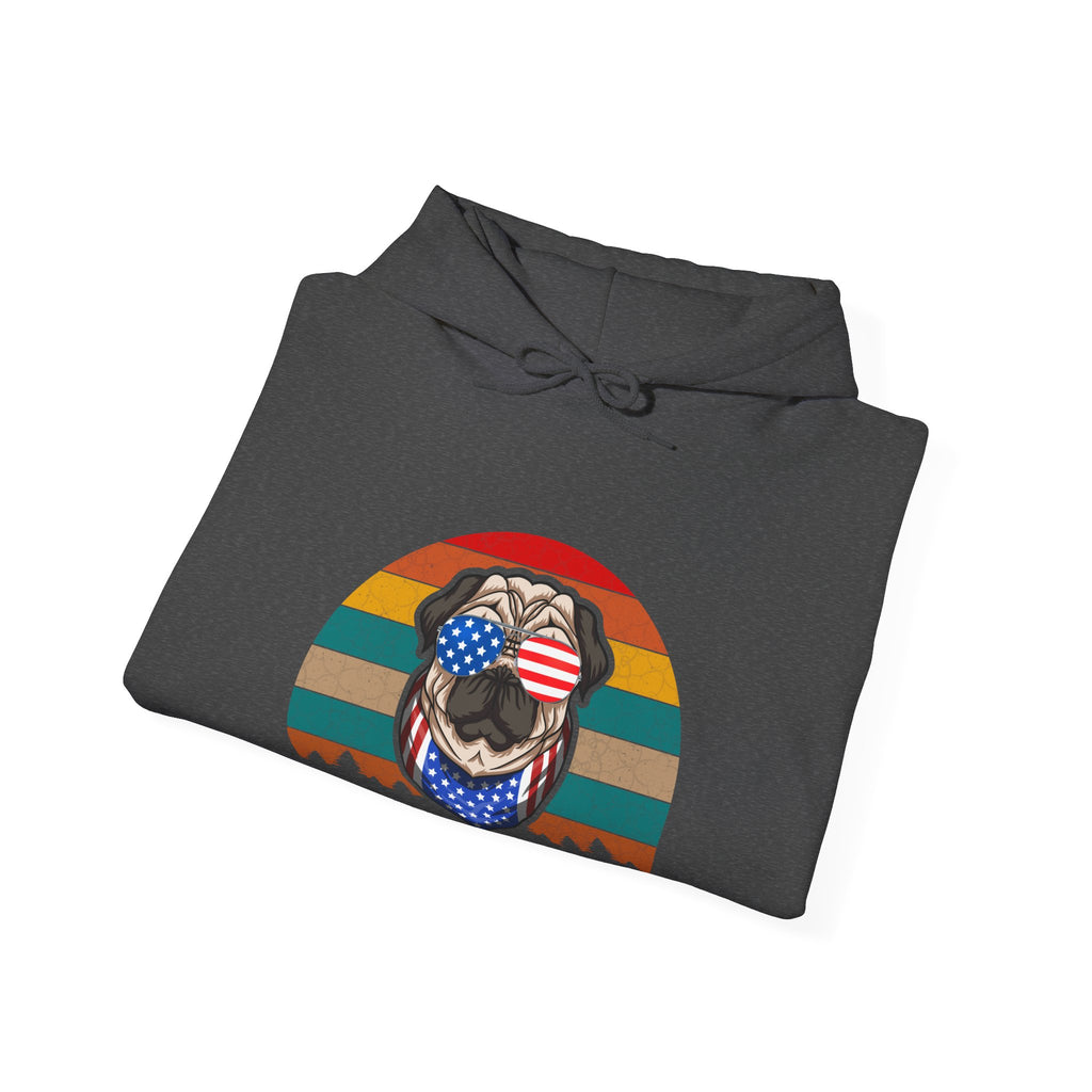 Pug With Trees 4th Of July Unisex Heavy Blend Hooded Sweatshirt