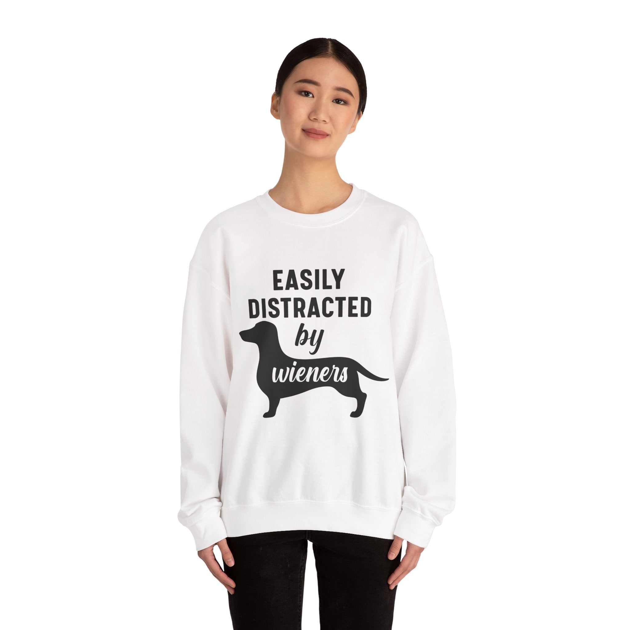 Easily Distracted By Wieners Unisex Heavy Blend Crewneck Sweatshirt