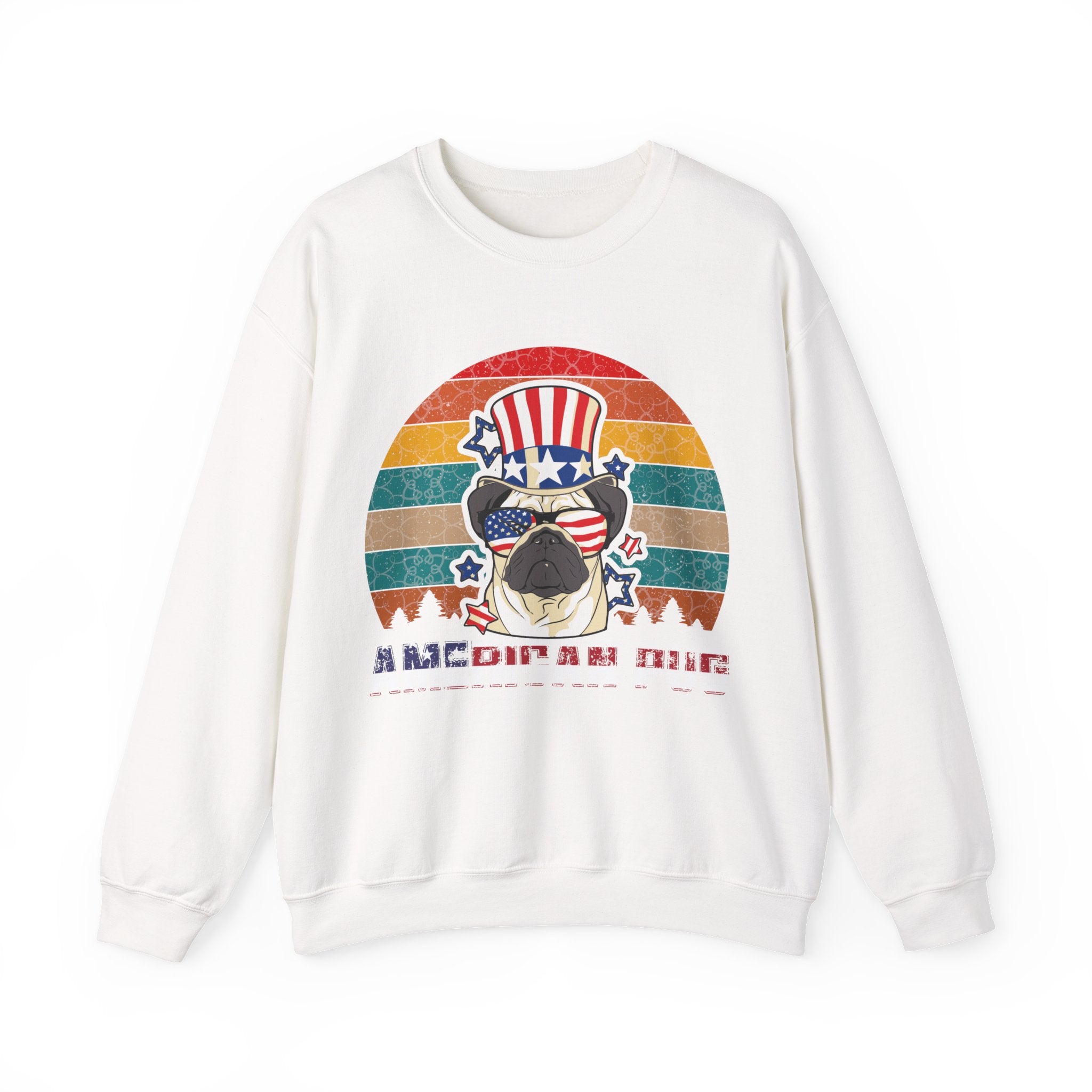 American White Pug Dog Unisex Heavy Blend Crewneck Sweatshirt