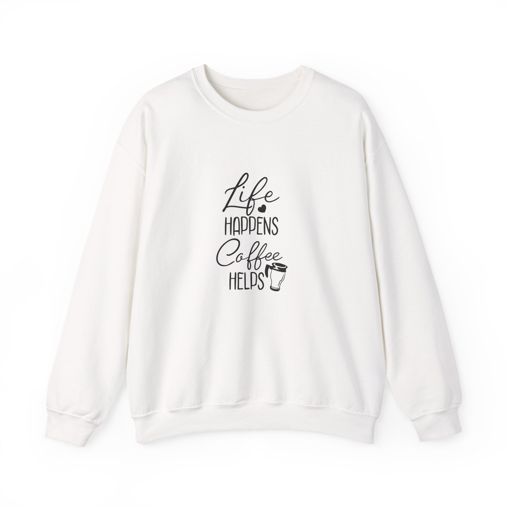 Life Happens Coffee Helps Unisex Heavy Blend Crewneck Sweatshirt