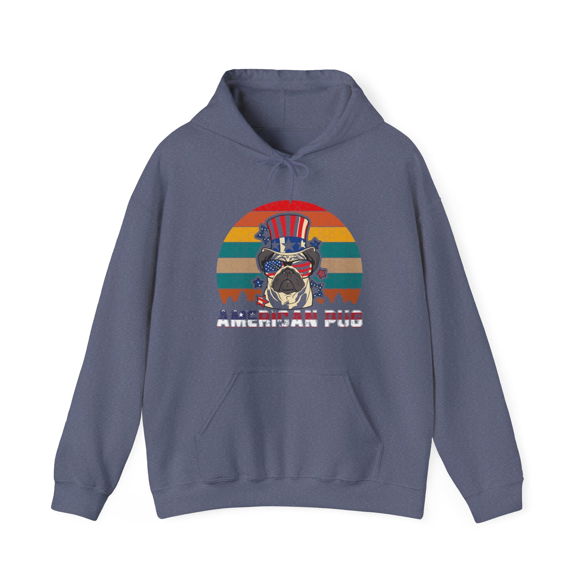 American White Pug Dog Unisex Heavy Blend Hooded Sweatshirt
