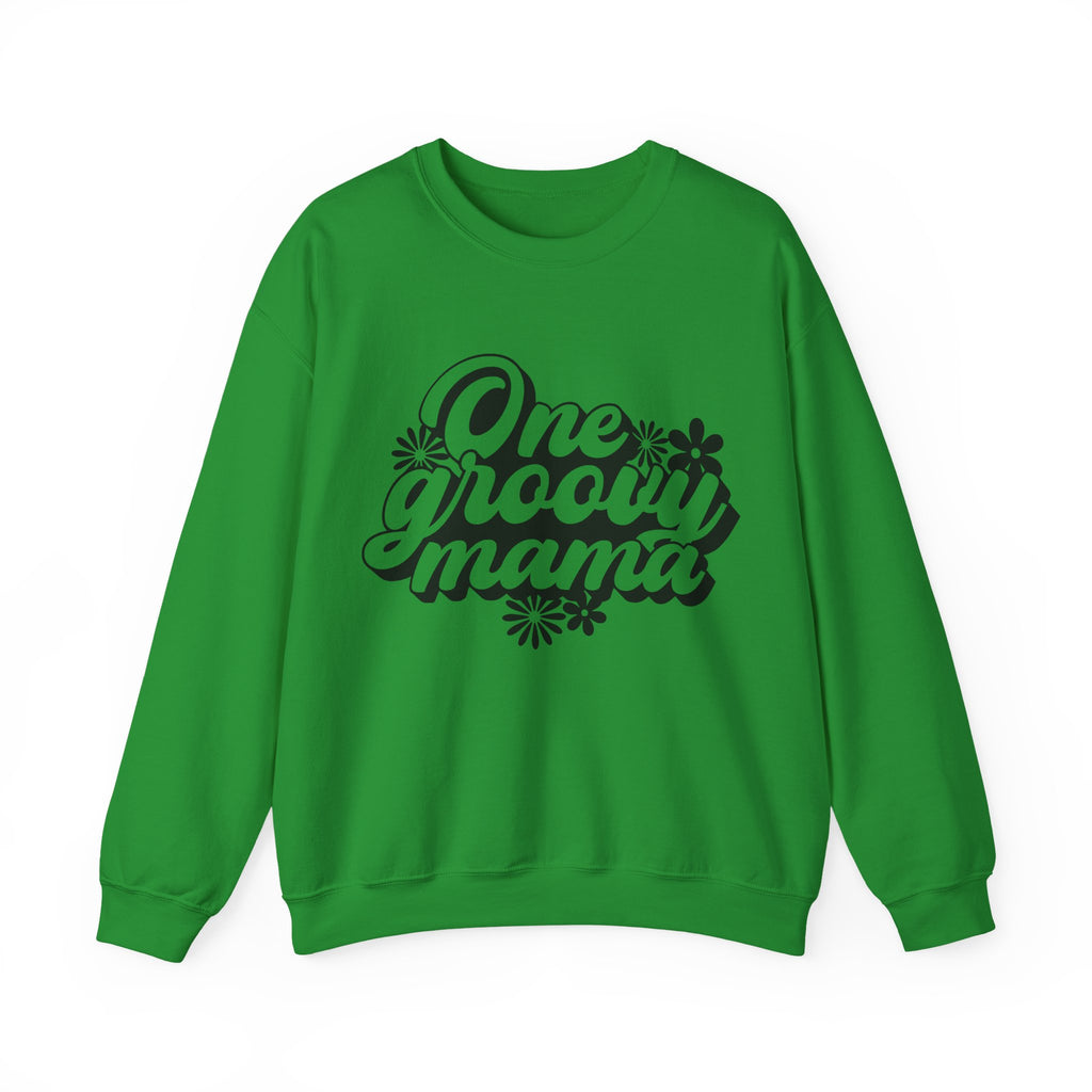 One Groovy Mama Flowers Unisex Heavy Blend Crewneck Sweatshirt