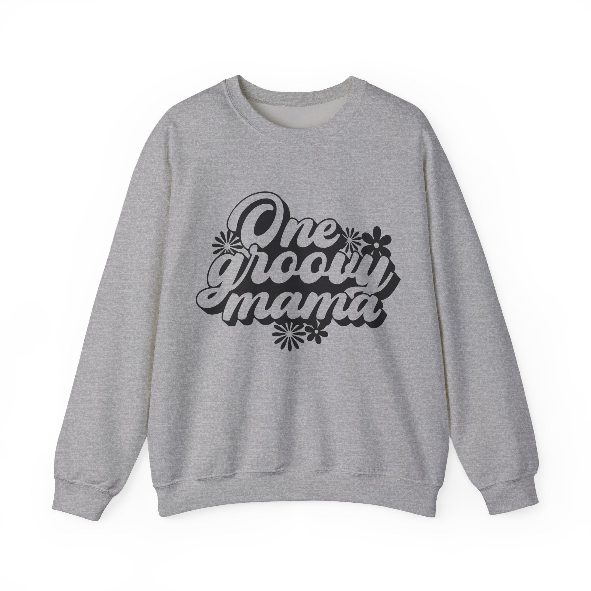 One Groovy Mama Flowers Unisex Heavy Blend Crewneck Sweatshirt