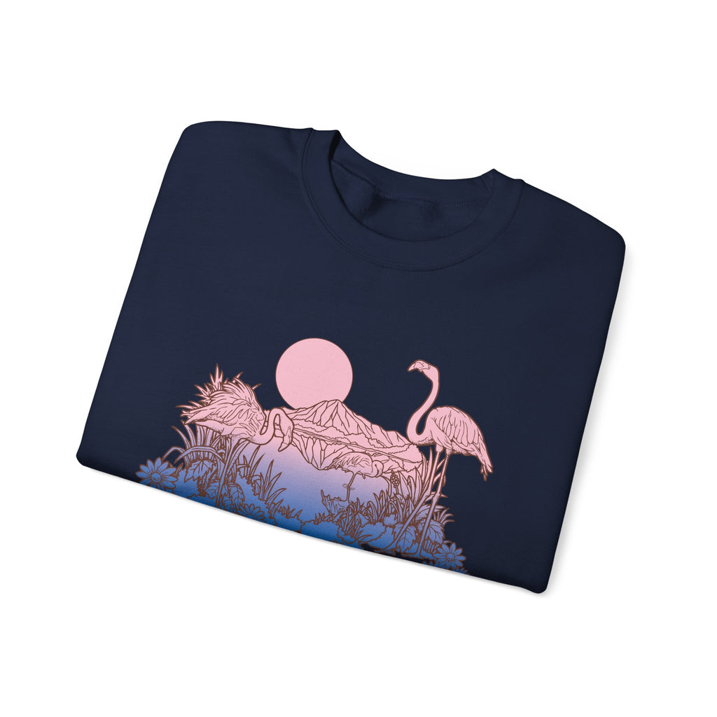 Flamingos In Sunset Unisex Heavy Blend Crewneck Sweatshirt
