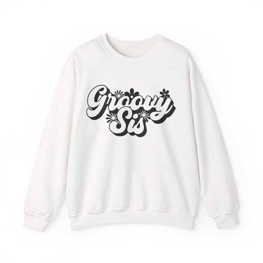 Groovy Sis Flowers Unisex Heavy Blend Crewneck Sweatshirt for Ultimate Comfort