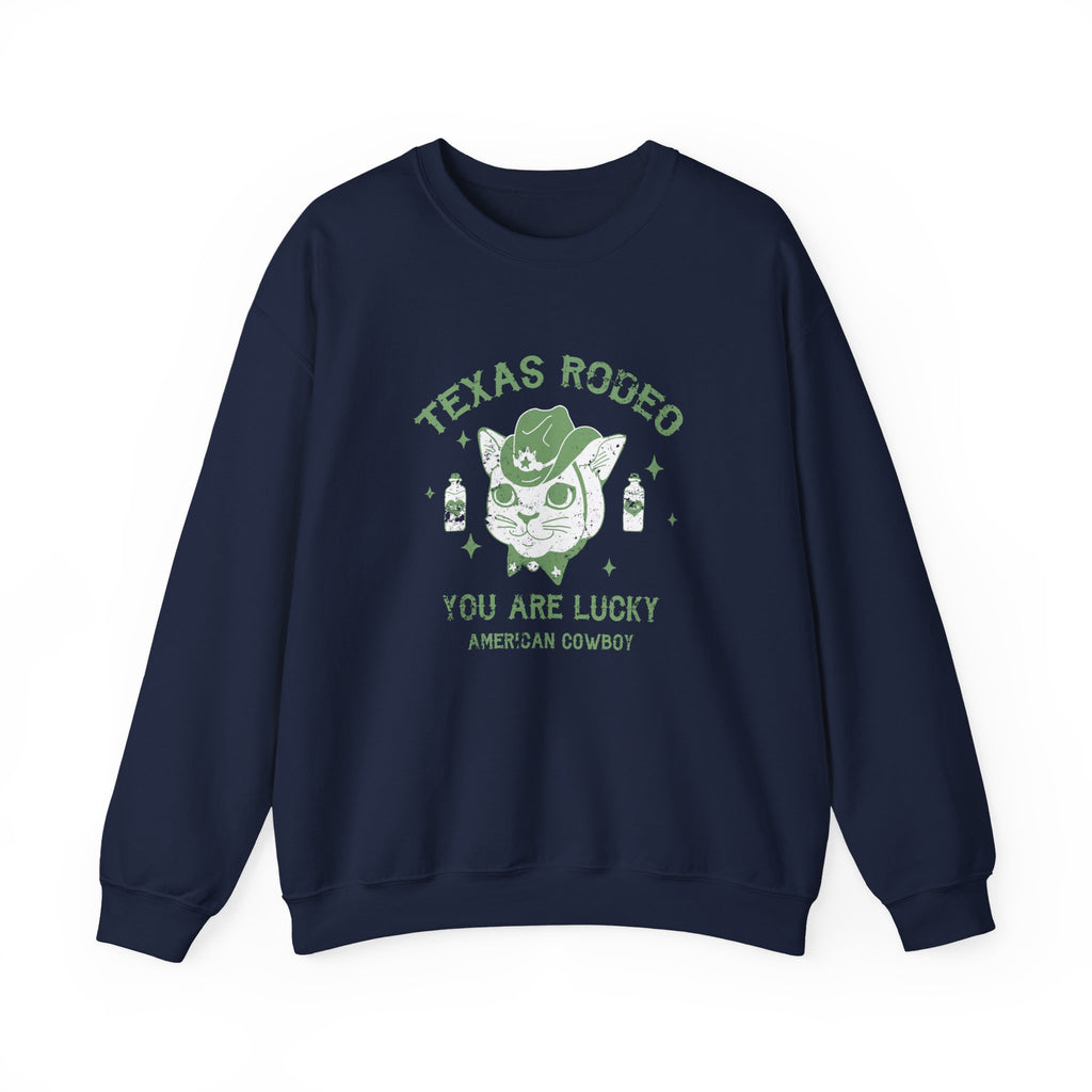 Texas Rodeo You Are Lucky American Cowboy Unisex Heavy Blend Crewneck Sweatshirt