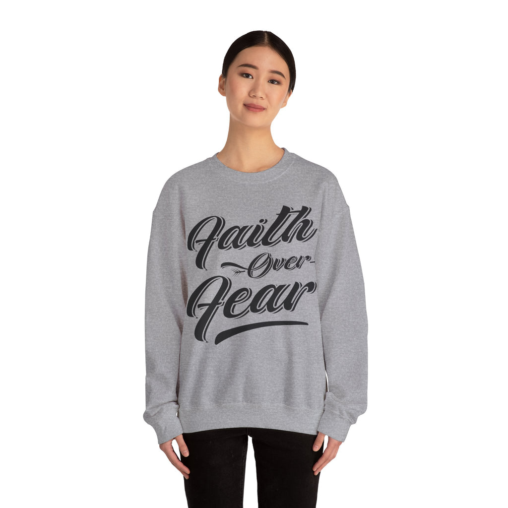 Faith Over Fear Unisex Heavy Blend Crewneck Sweatshirt for Ultimate Comfort