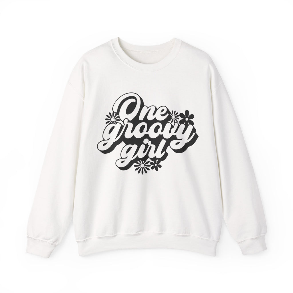 One Groovy Girl Flowers Unisex Heavy Blend Crewneck Sweatshirt