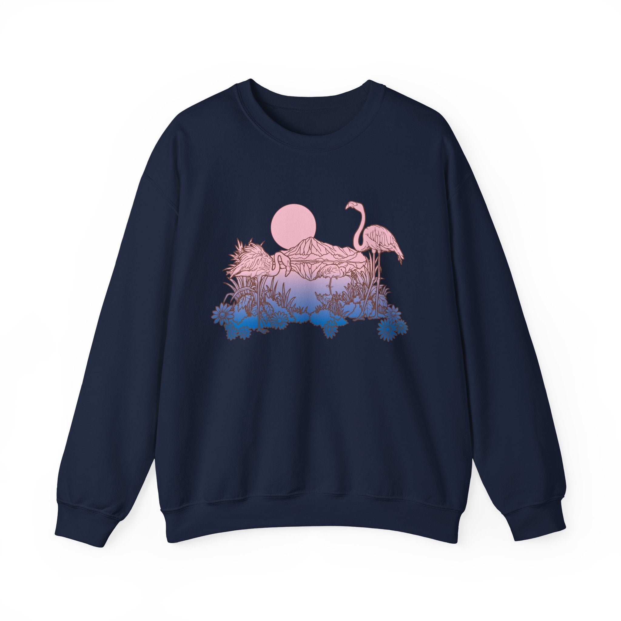 Flamingos In Sunset Unisex Heavy Blend Crewneck Sweatshirt