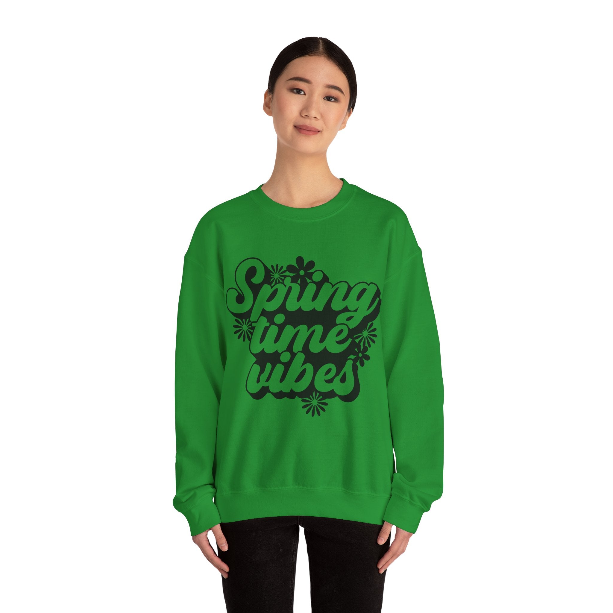 Spring Time Vibes Flowers Unisex Heavy Blend Crewneck Sweatshirt