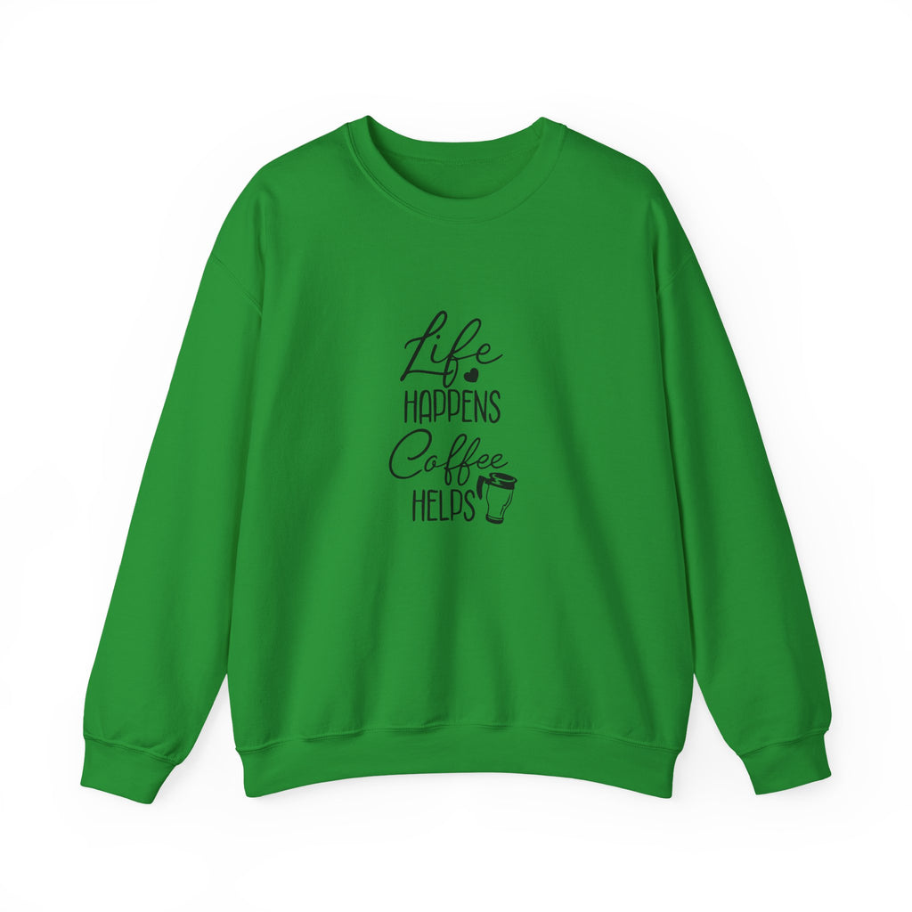 Life Happens Coffee Helps Unisex Heavy Blend Crewneck Sweatshirt