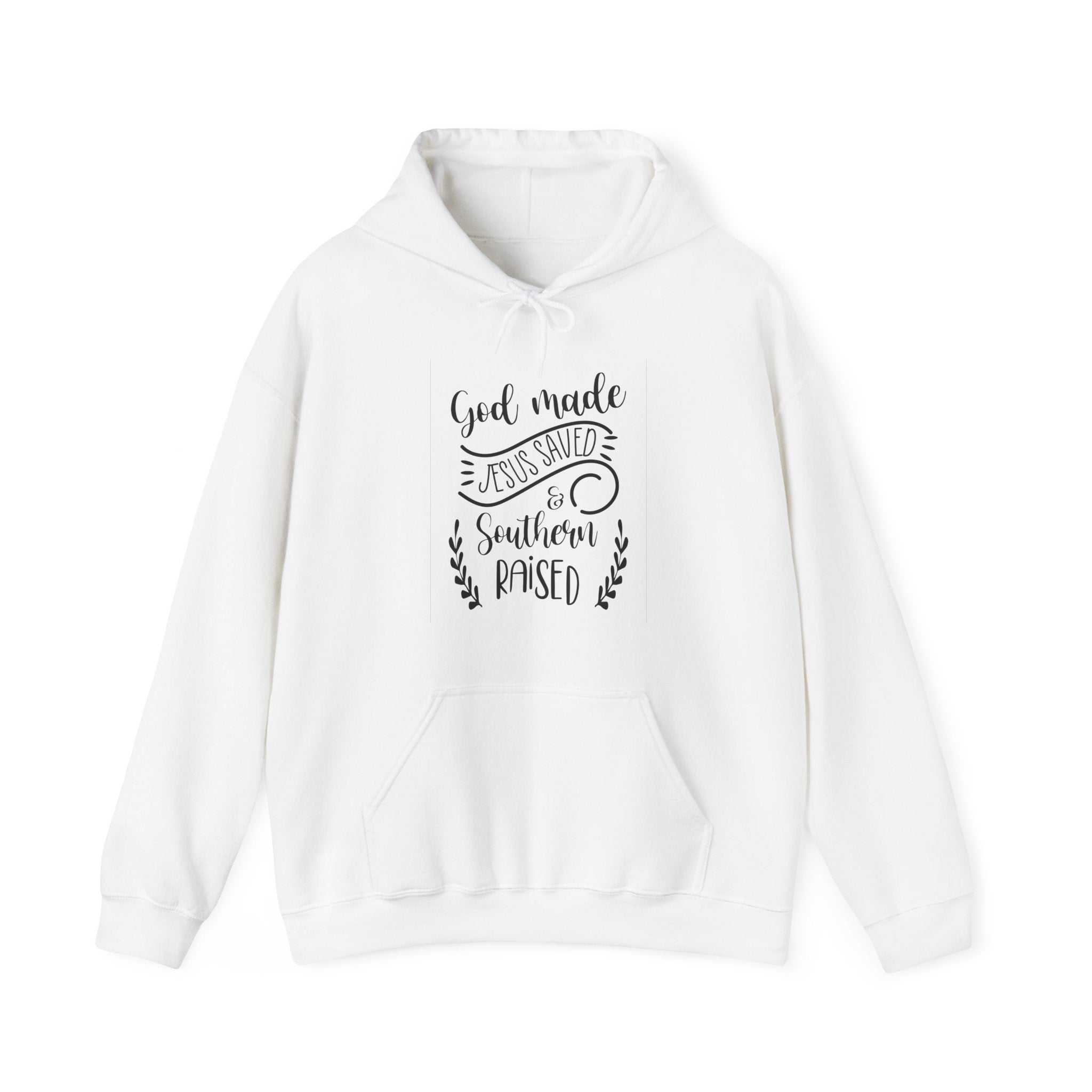 God Made Jesus Saved Southern Raised Unisex Heavy Blend Hooded Sweatshirt