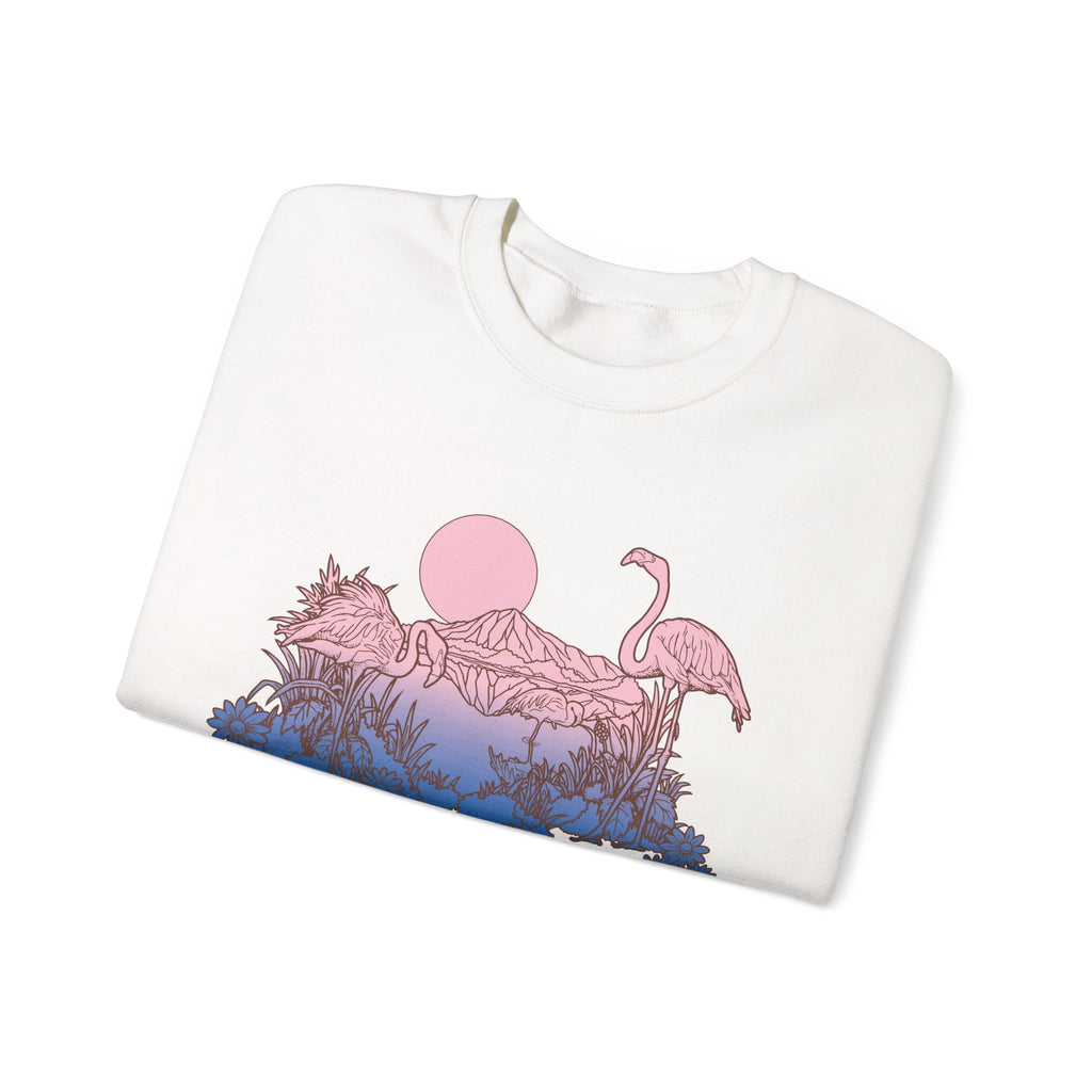 Flamingos In Sunset Unisex Heavy Blend Crewneck Sweatshirt