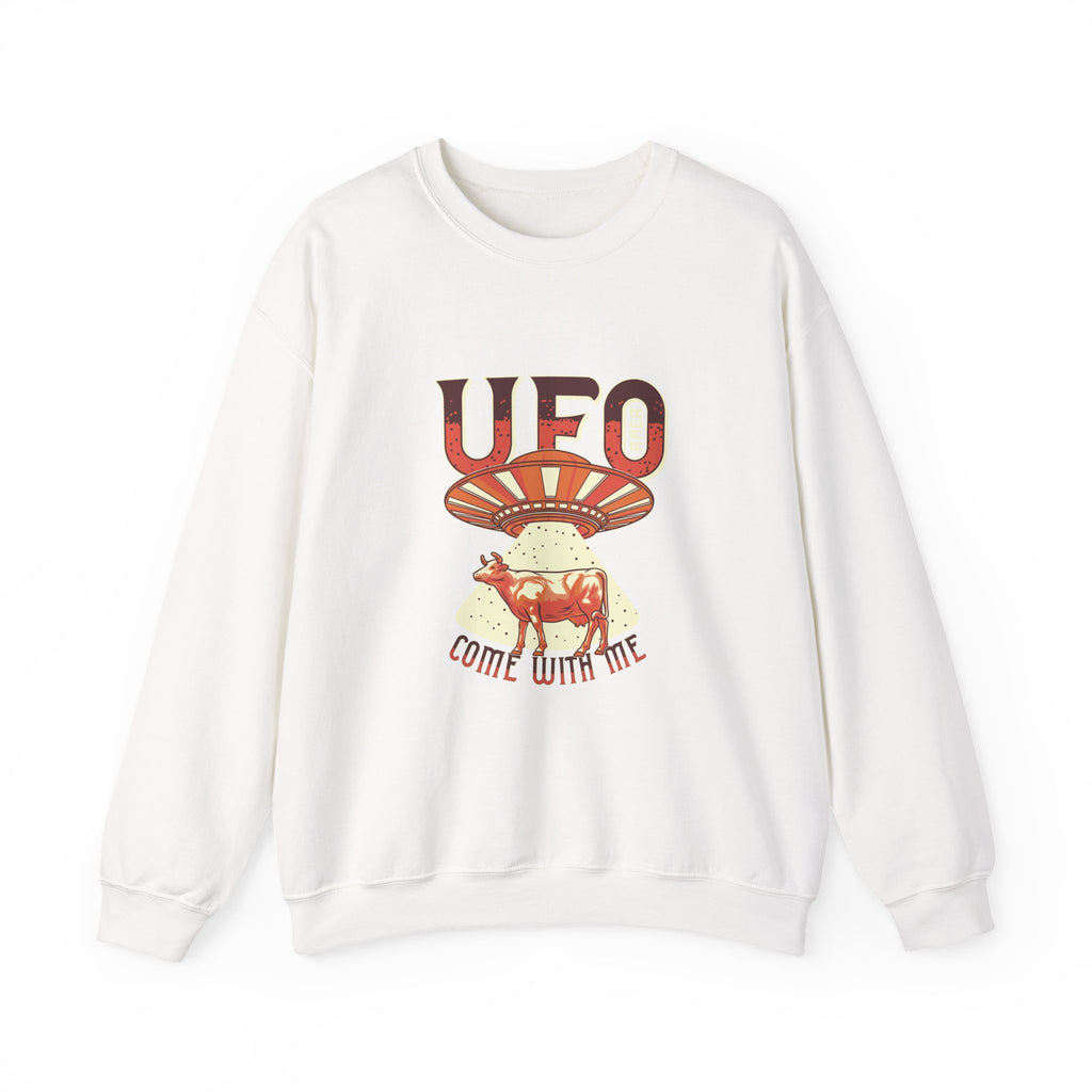 UFO Come With Me Cow Unisex Heavy Blend Crewneck Sweatshirt for Comfort and Style