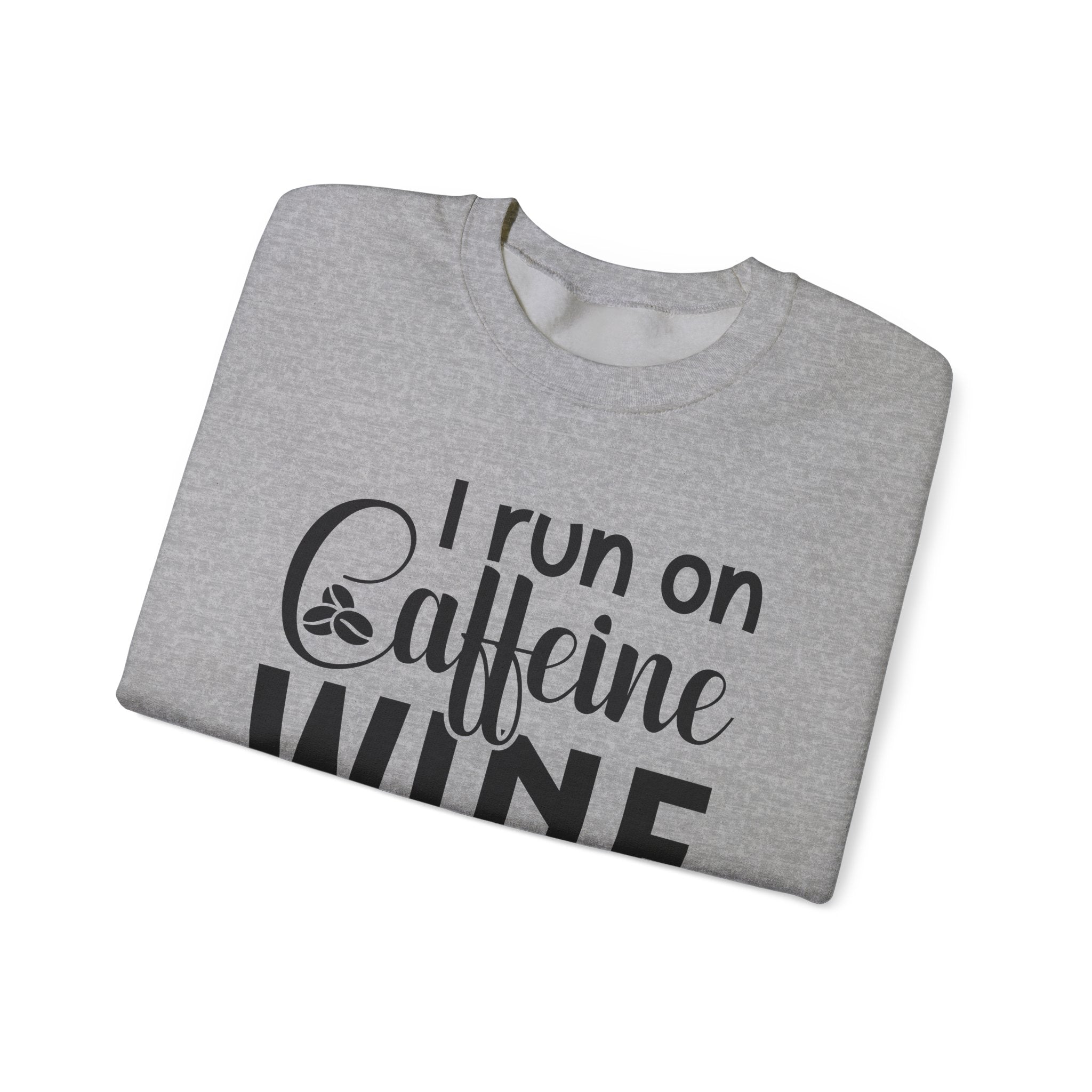I Run On Caffeine Wine And Bad Words Unisex Heavy Blend Crewneck Sweatshirt
