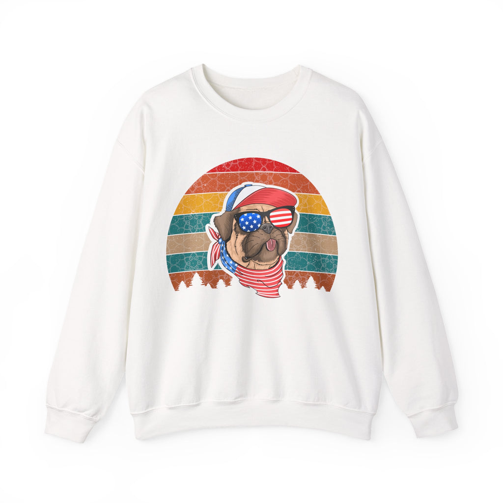 Co American Pug With Trees Unisex Heavy Blend Crewneck Sweatshirt