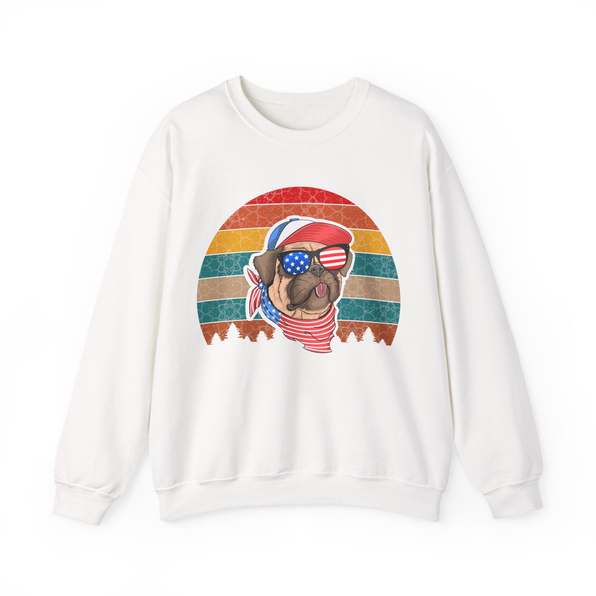 Co American Pug With Trees Unisex Heavy Blend Crewneck Sweatshirt