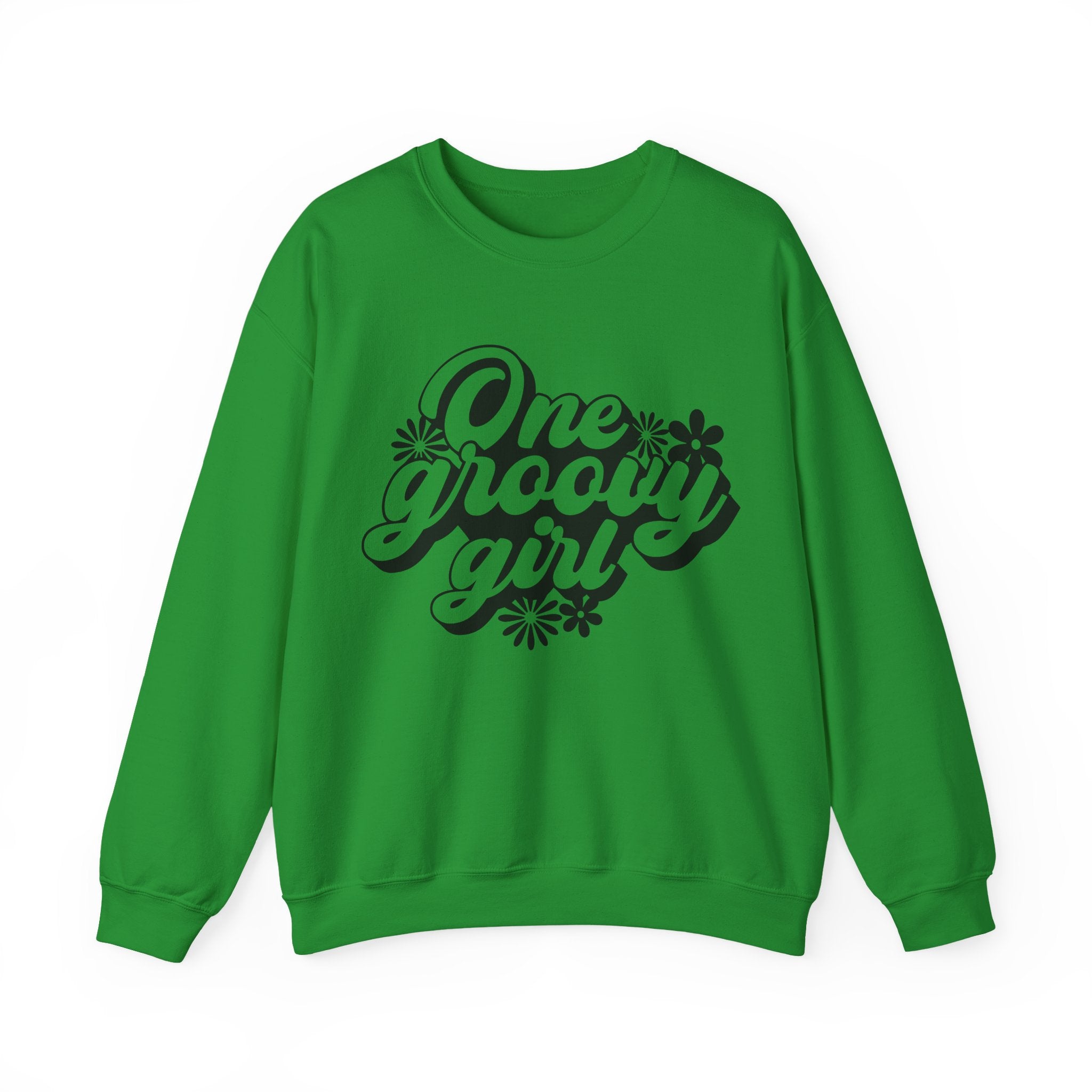 One Groovy Girl Flowers Unisex Heavy Blend Crewneck Sweatshirt