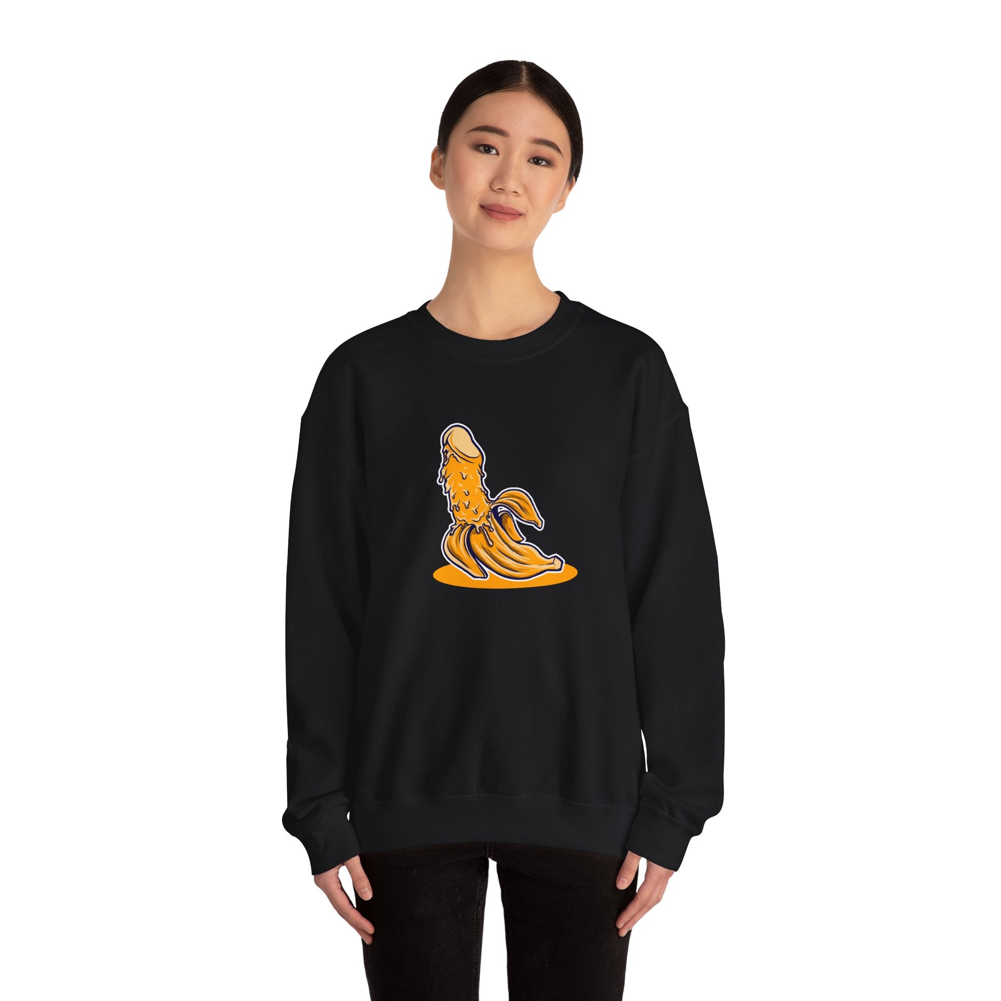 Penis Banana Unisex Heavy Blend Crewneck Sweatshirt for Ultimate Comfort