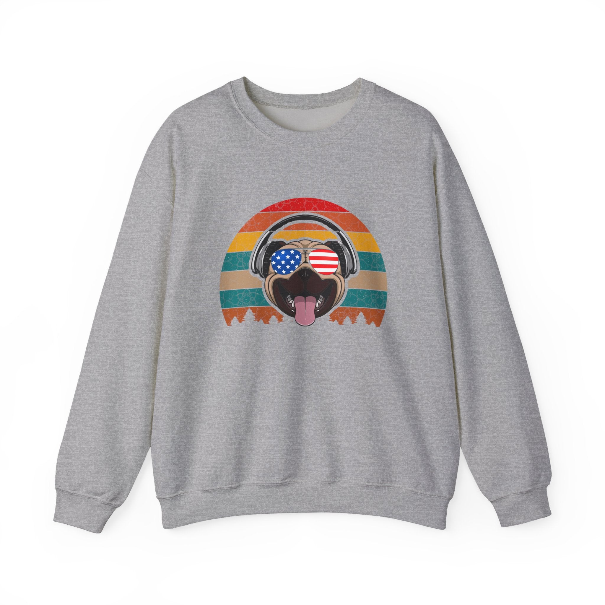 Happy American Pug Unisex Heavy Blend Crewneck Sweatshirt for Ultimate Comfort