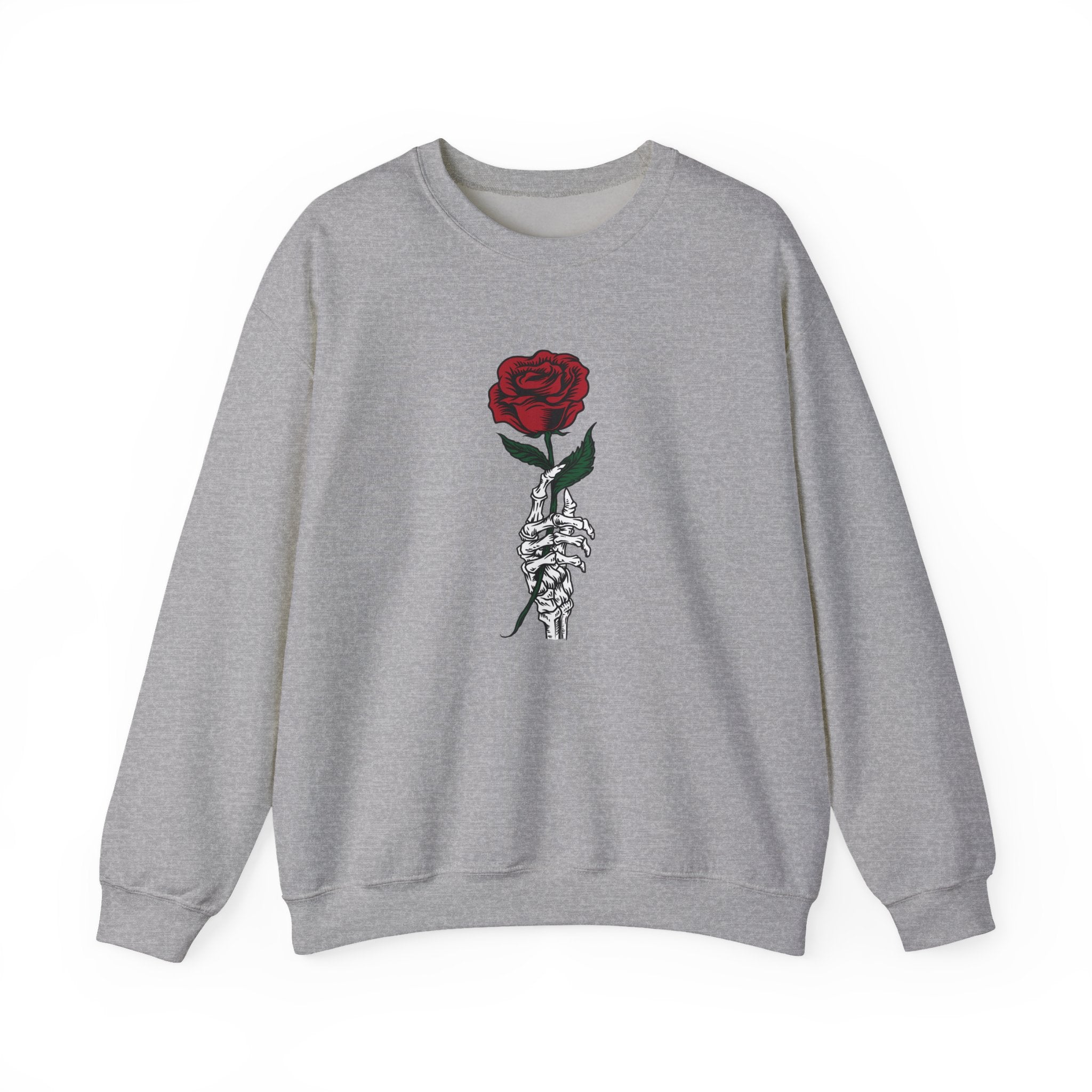 Rose In Skeleton Hand Unisex Heavy Blend Crewneck Sweatshirt