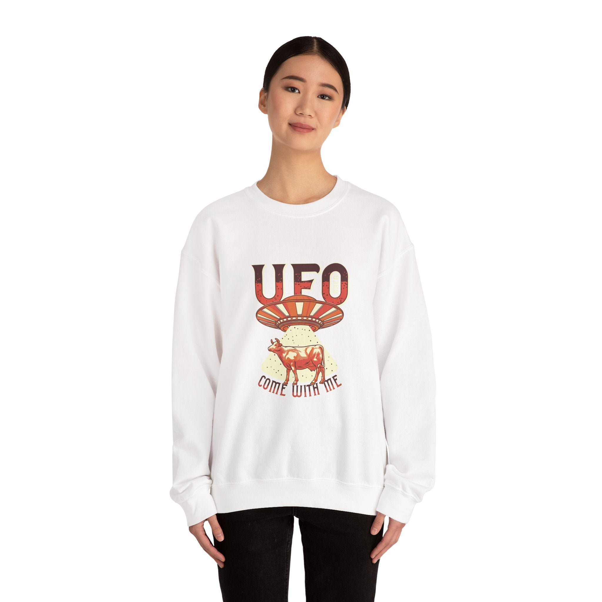 UFO Come With Me Cow Unisex Heavy Blend Crewneck Sweatshirt