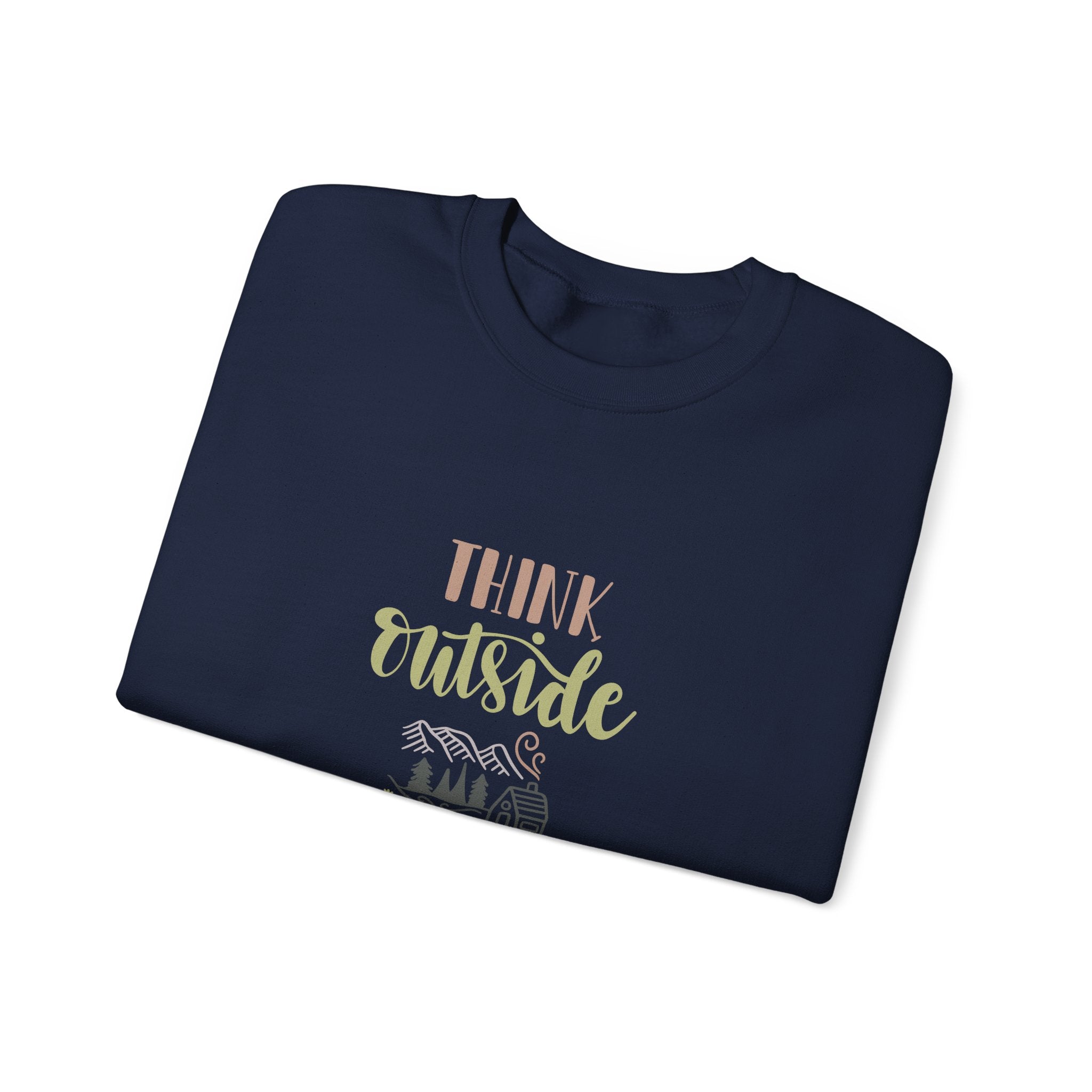 Think Outside No Box Required Unisex Heavy Blend Crewneck Sweatshirt