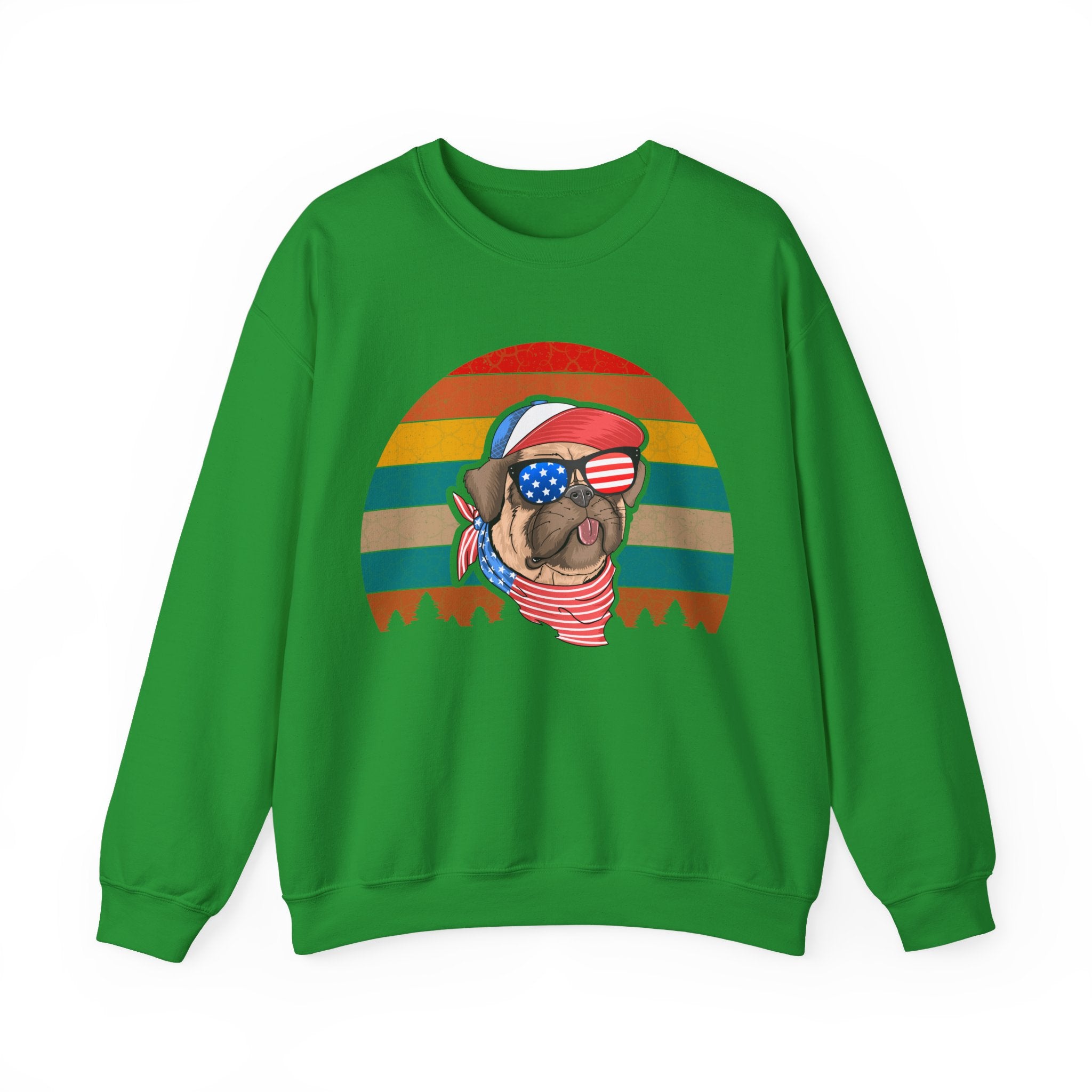 Co American Pug With Trees Unisex Heavy Blend Crewneck Sweatshirt