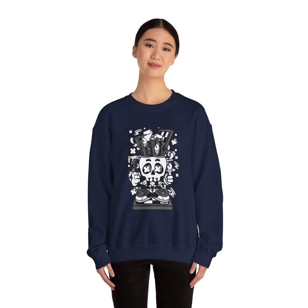Chess Skull Head Unisex Heavy Blend Crewneck Sweatshirt for Ultimate Comfort