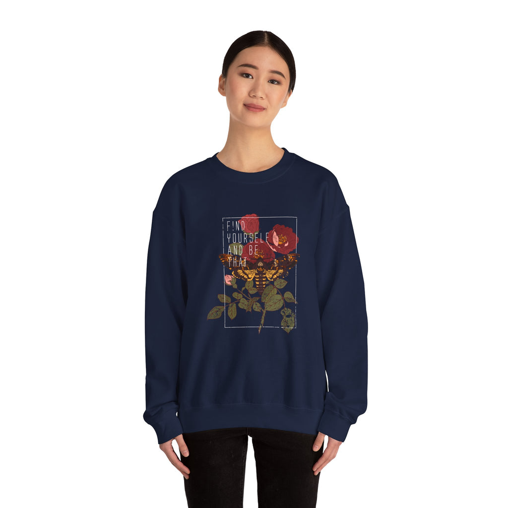 Find Yourself Be That Rose And Butterfly Unisex Heavy Blend Crewneck Sweatshirt