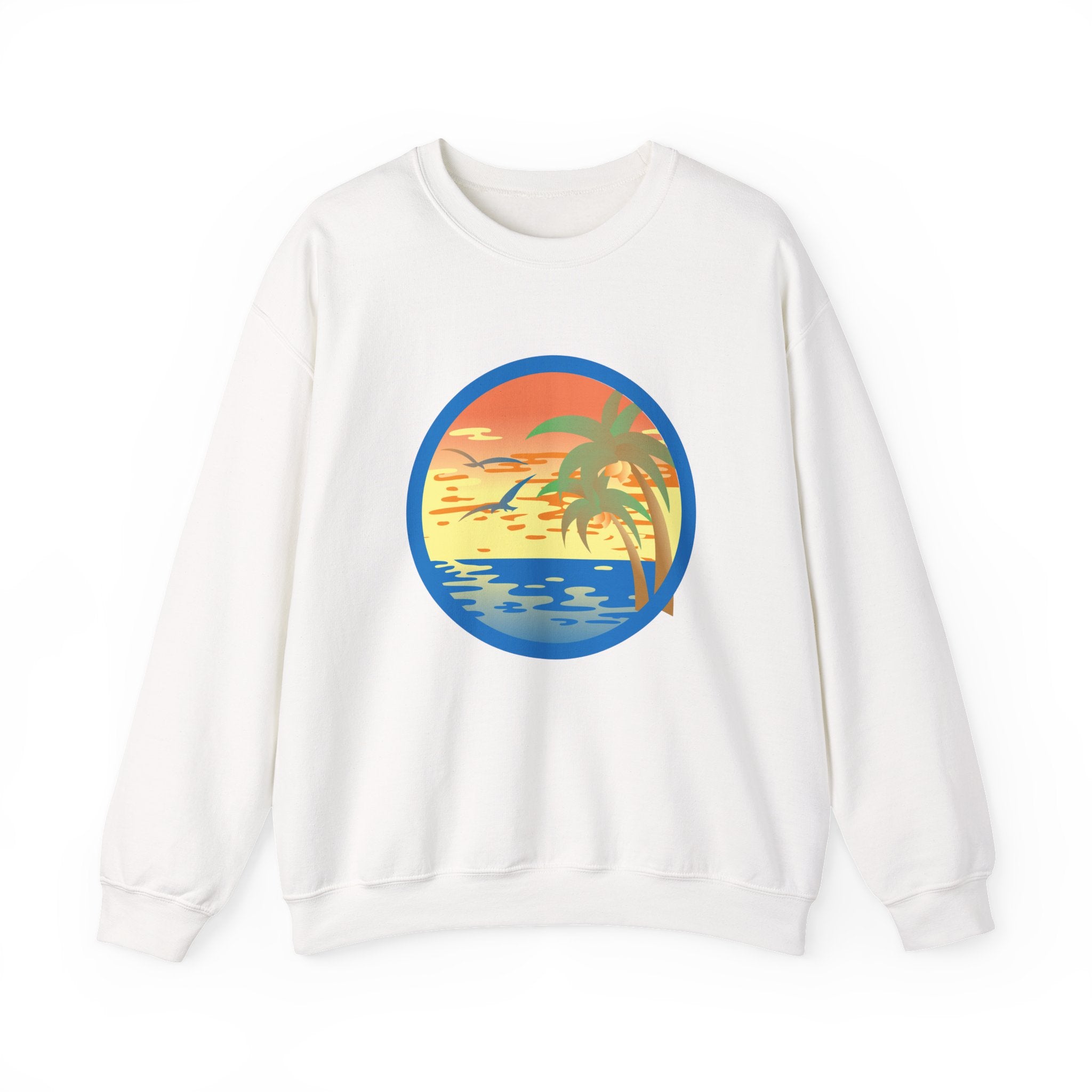 Colored Sunset And Beach Unisex Heavy Blend Crewneck Sweatshirt