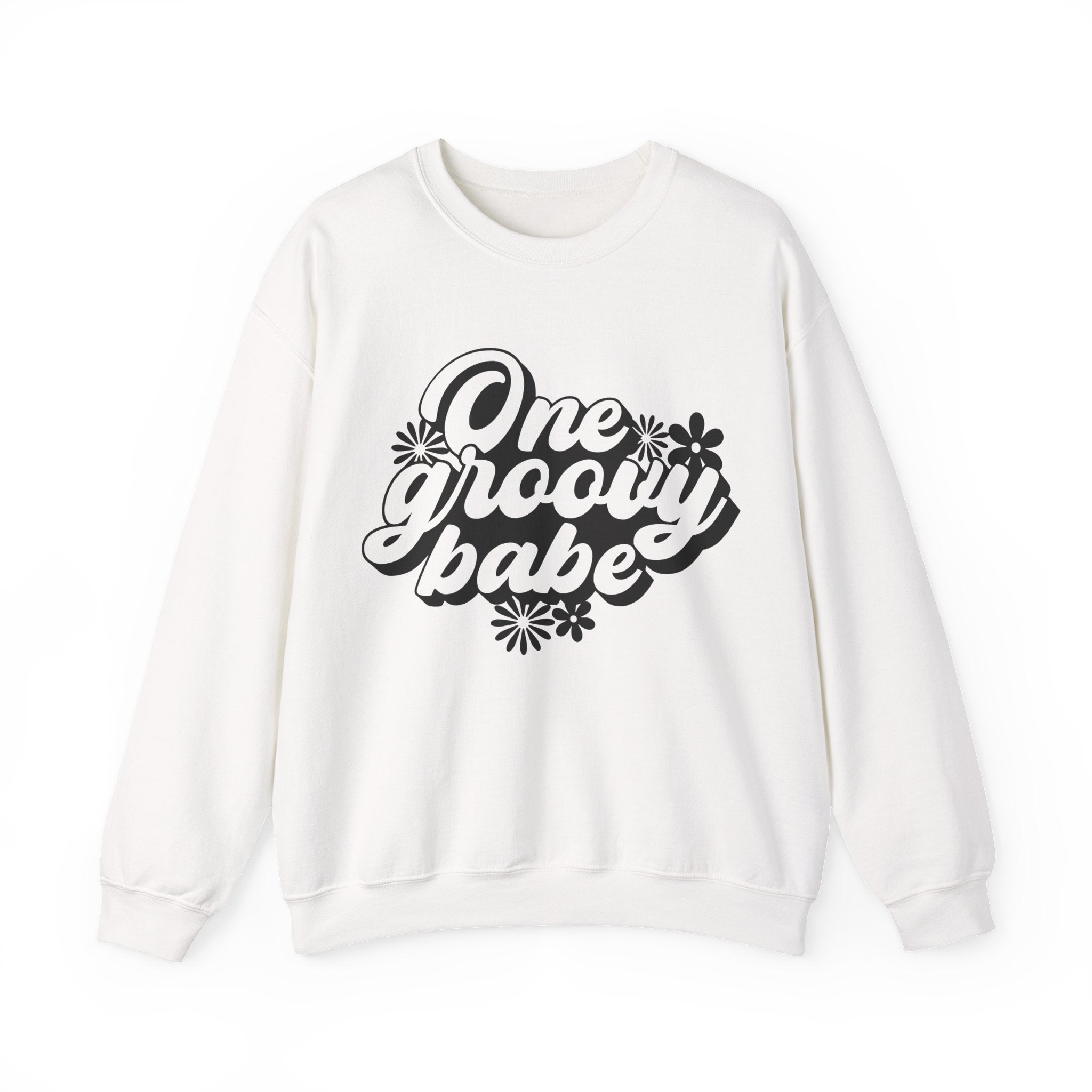 One Groovy Babe Flowers Unisex Heavy Blend Crewneck Sweatshirt