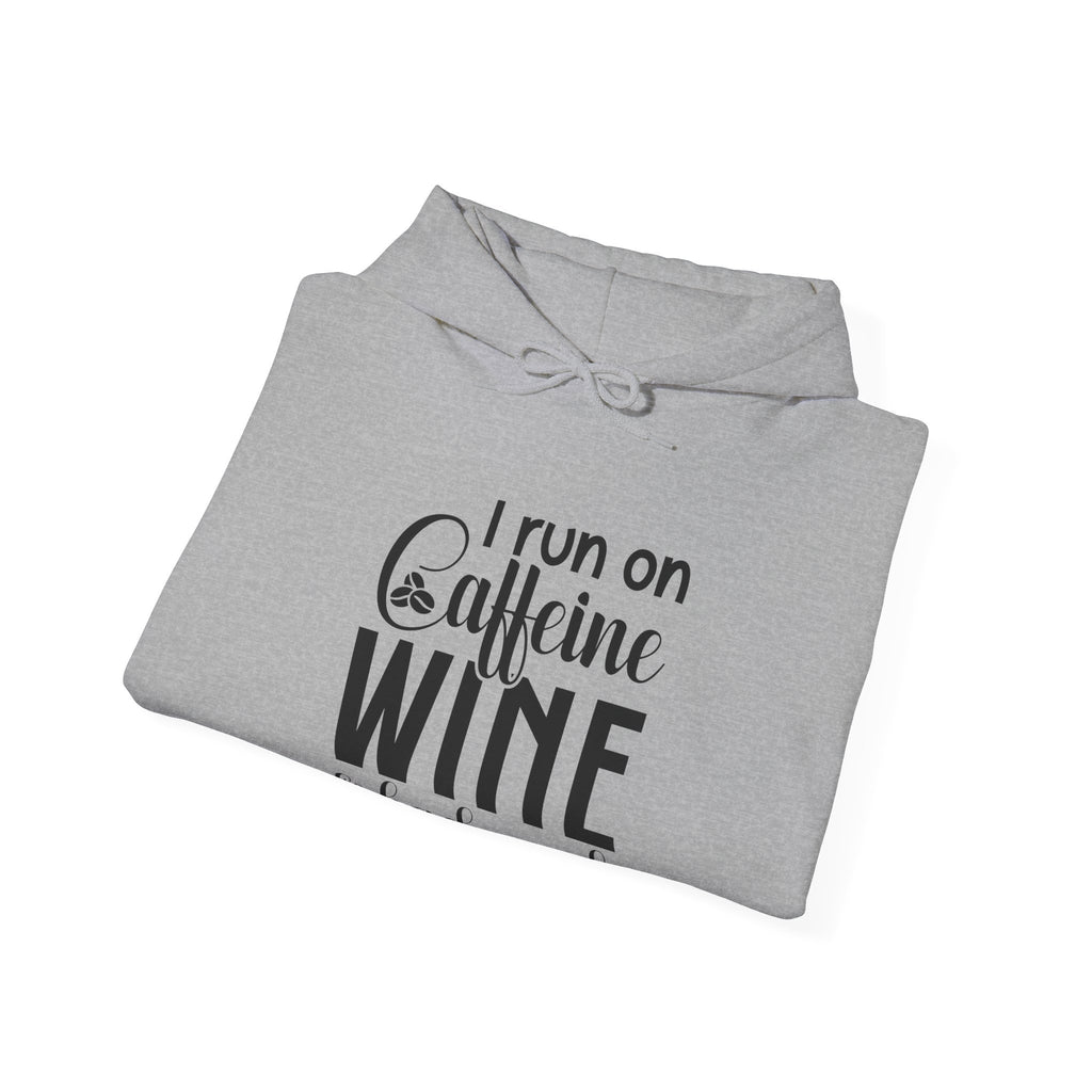 I Run On Caffeine Wine And Bad Words Unisex Heavy Blend Hooded Sweatshirt