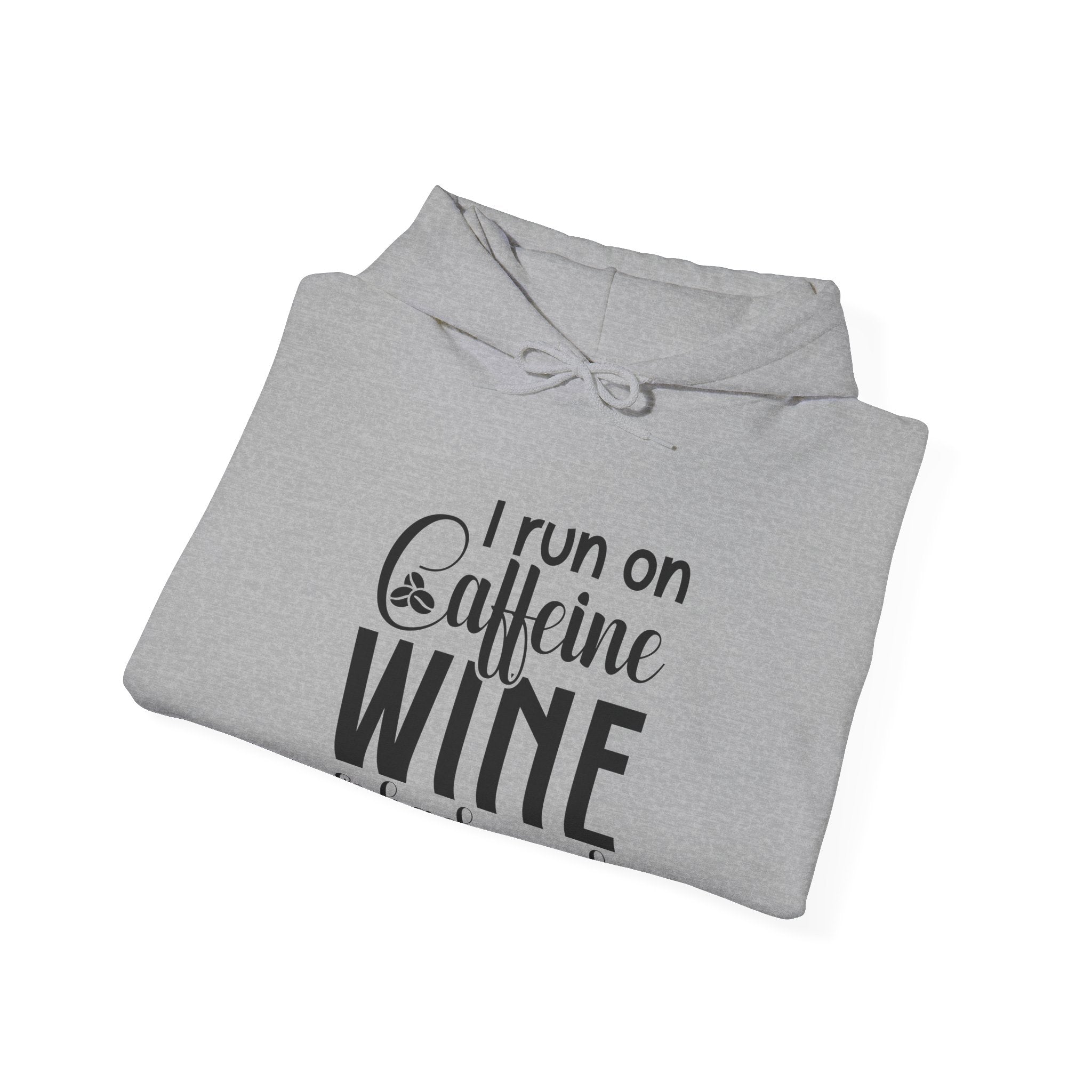 I Run On Caffeine Wine And Bad Words Unisex Heavy Blend Hooded Sweatshirt