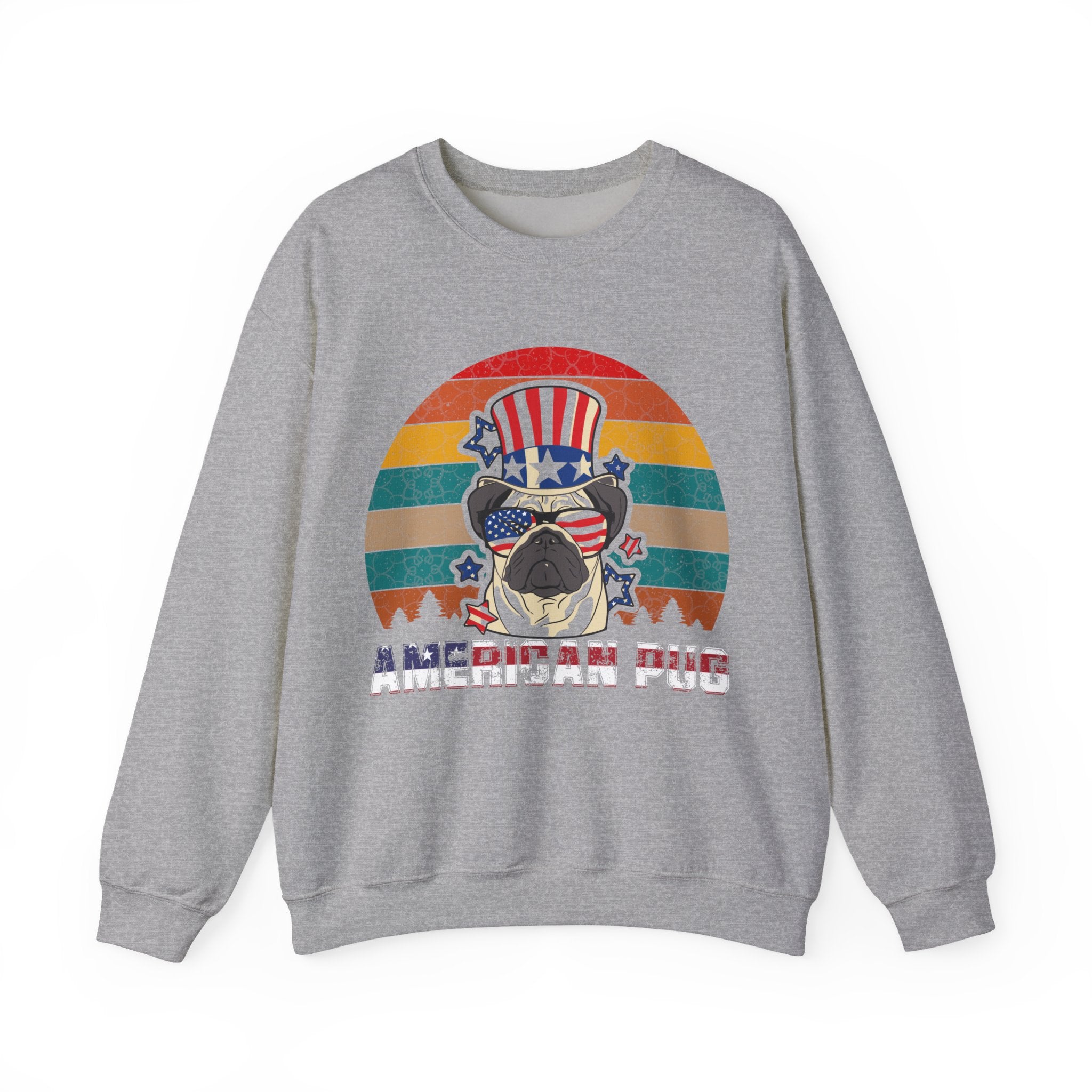 American White Pug Dog Unisex Heavy Blend Crewneck Sweatshirt for Ultimate Comfort