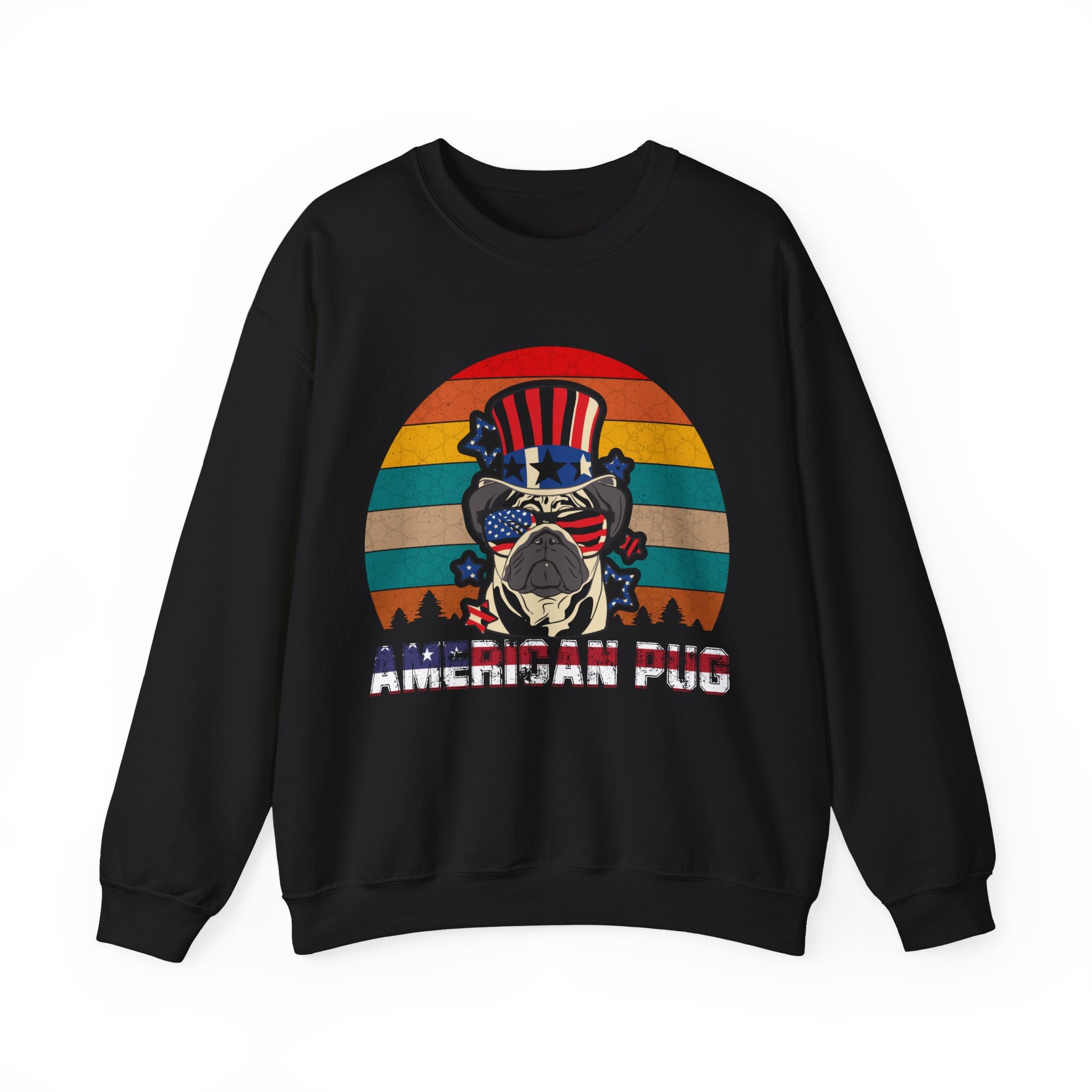 American White Pug Dog Unisex Heavy Blend Crewneck Sweatshirt for Ultimate Comfort