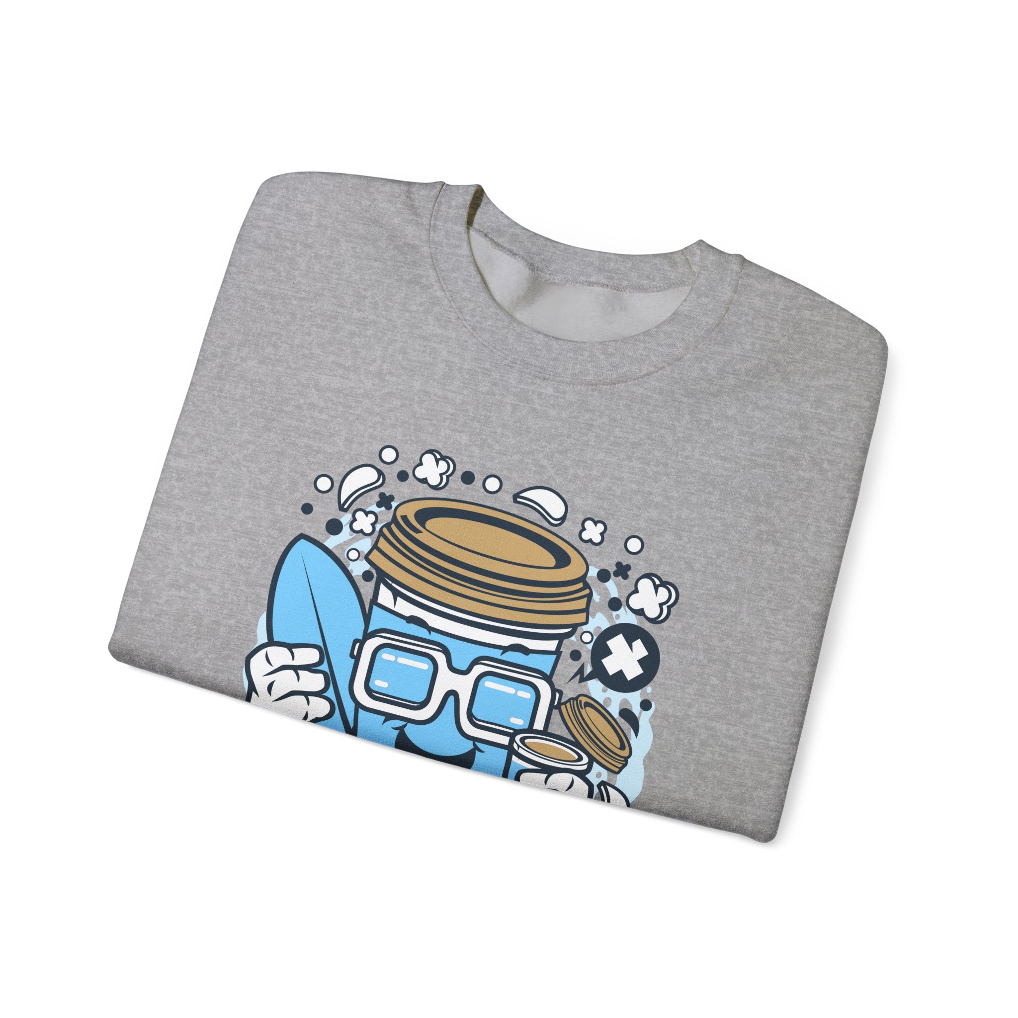 Coffee Cup Surfer Unisex Heavy Blend Crewneck Sweatshirt for Ultimate Comfort