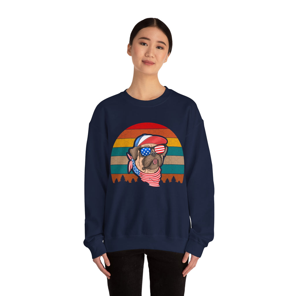 Co American Pug With Trees Unisex Heavy Blend Crewneck Sweatshirt