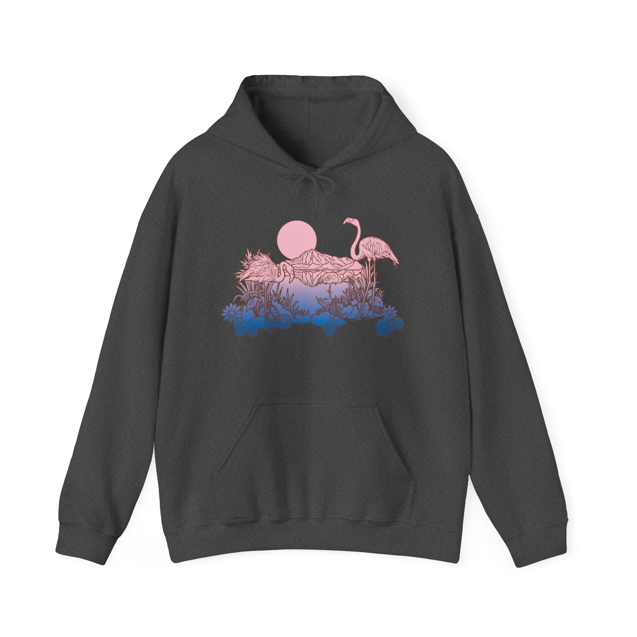 Flamingos In Sunset Unisex Heavy Blend Hooded Sweatshirt For Ultimate Comfort