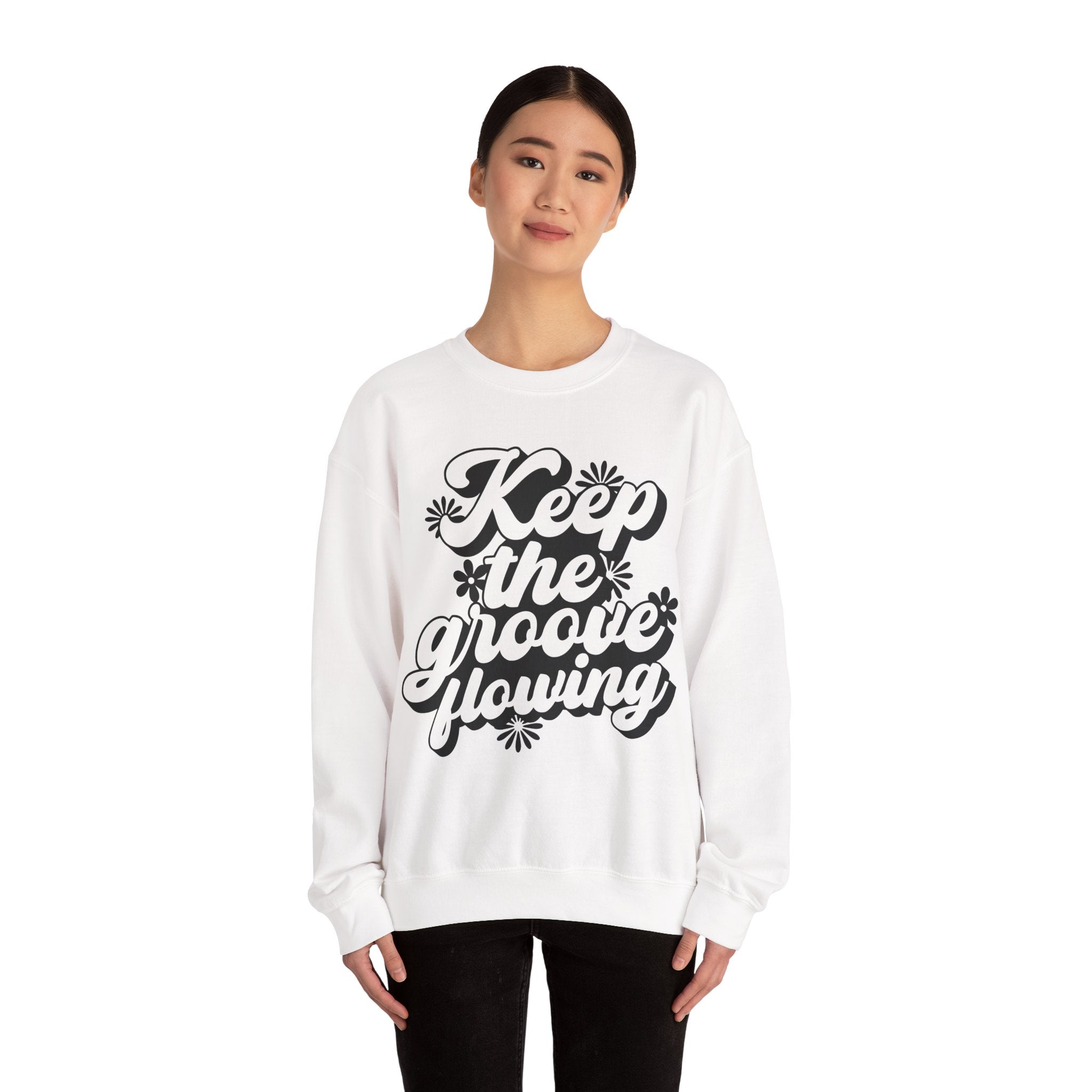 Keep The Groove Flowing Flowers Unisex Heavy Blend Crewneck Sweatshirt