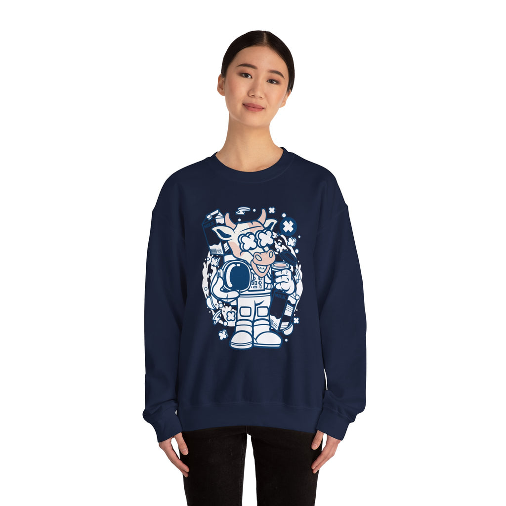 Cow Astronaut Unisex Heavy Blend Crewneck Sweatshirt for Ultimate Comfort