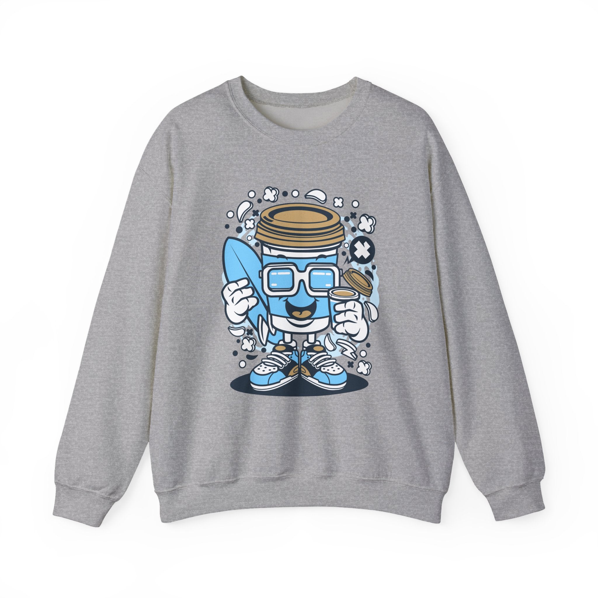 Coffee Cup Surfer Unisex Heavy Blend Crewneck Sweatshirt for Ultimate Comfort