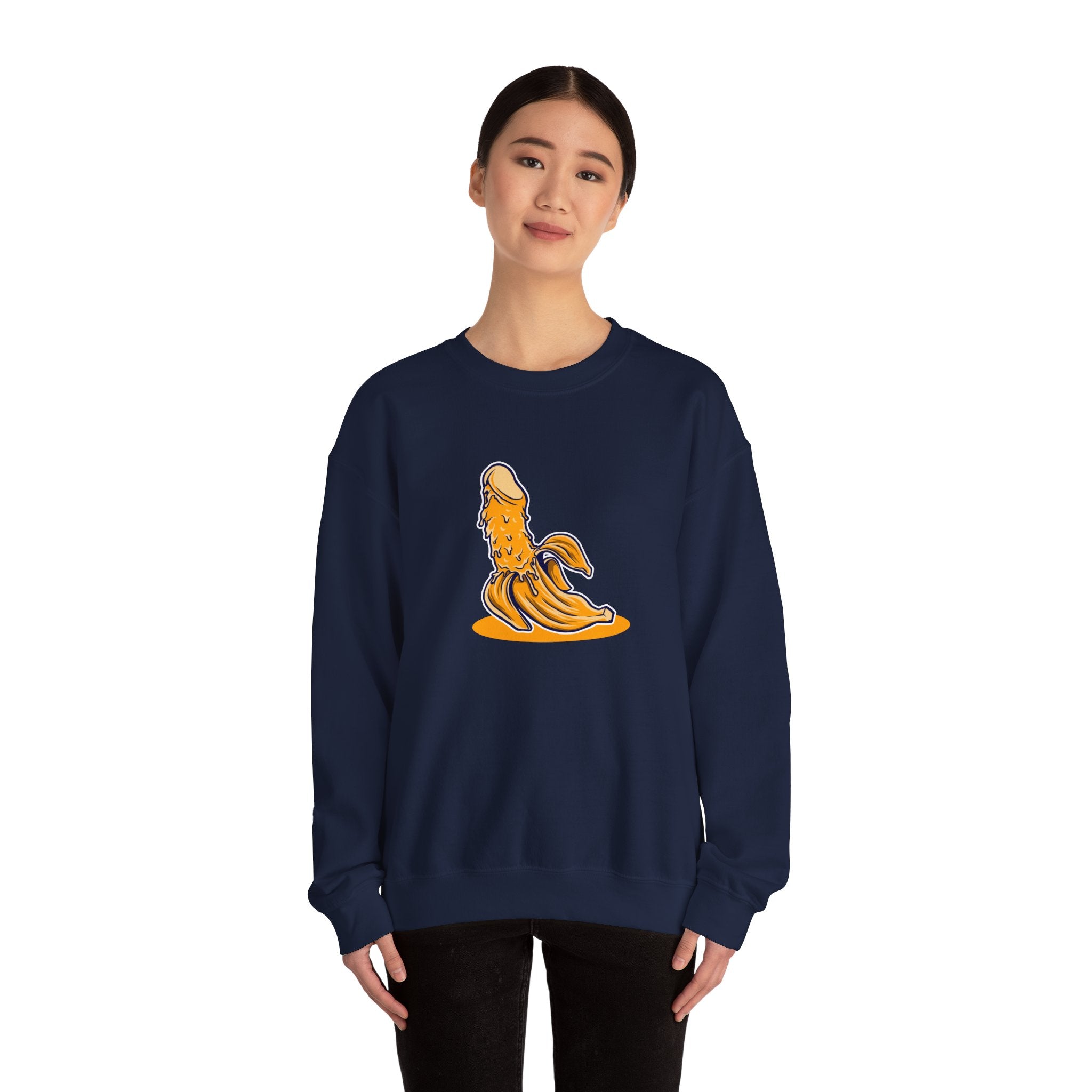 Penis Banana Unisex Heavy Blend Crewneck Sweatshirt for Ultimate Comfort